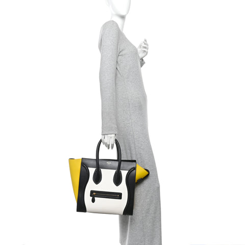 Elephant Calfskin Mini Tri-Color Luggage Optic White Yellow