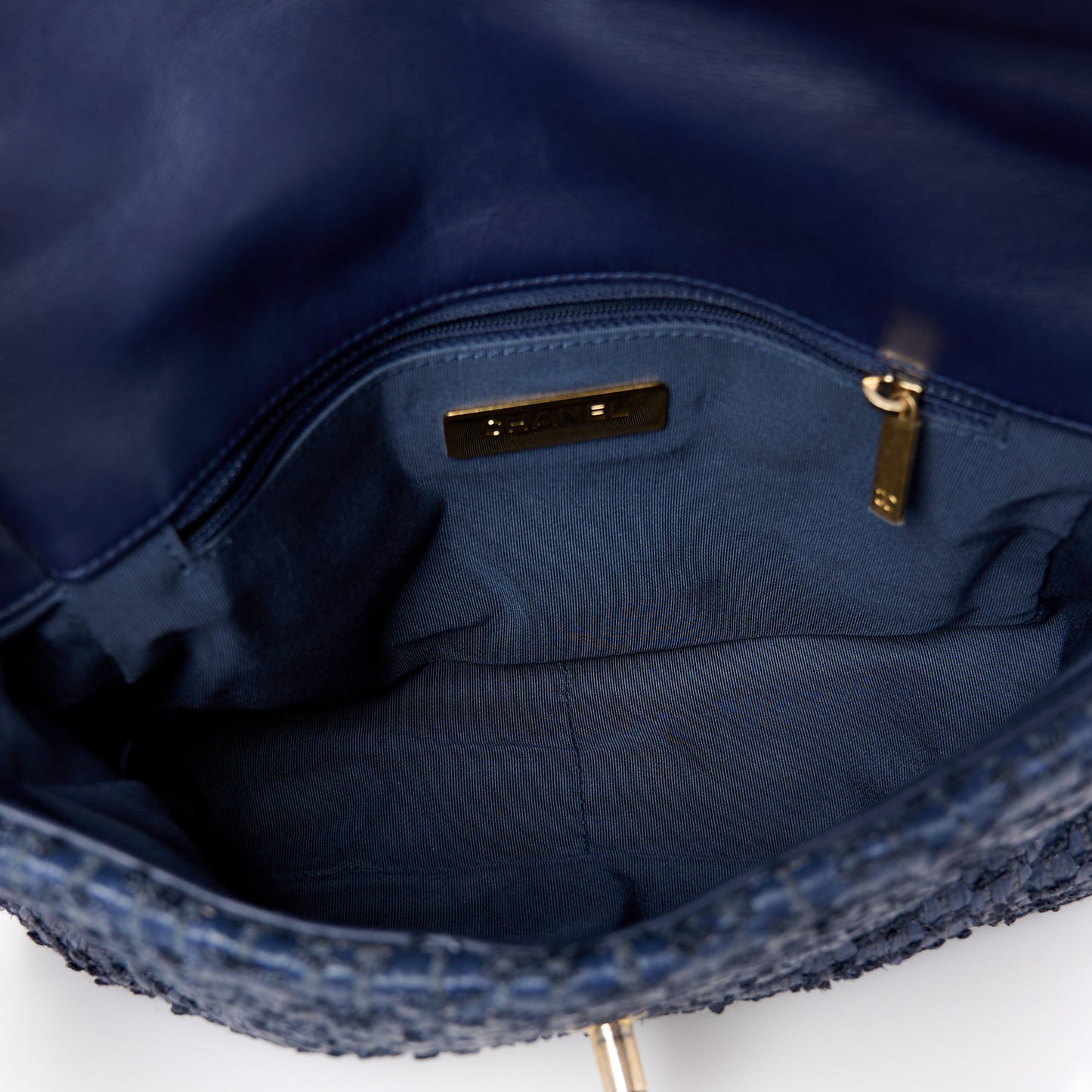 Raffia Tweed Quilted Medium Chanel 19 Flap Navy