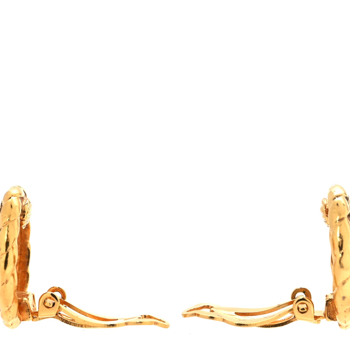 Round CC Clip On Earrings Gold
