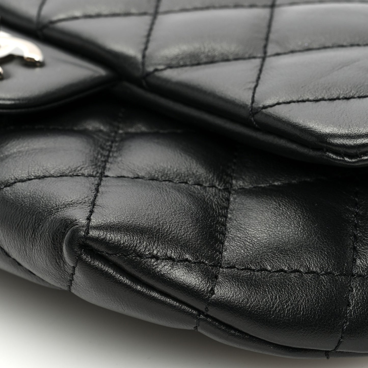 Calfskin Quilted CC Uniform Flap Belt Bag Black