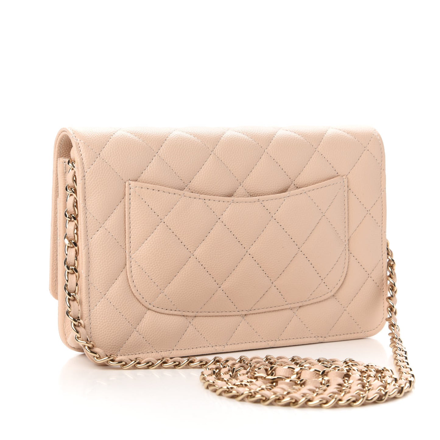 Caviar Quilted Coco Candy Wallet On Chain WOC Beige