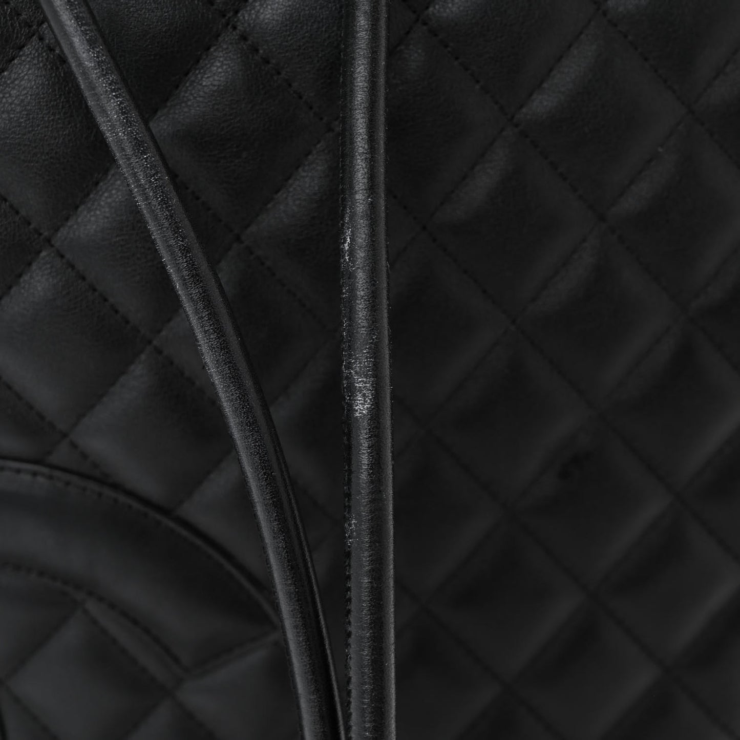 Calfskin Quilted Large Cambon Messenger Black