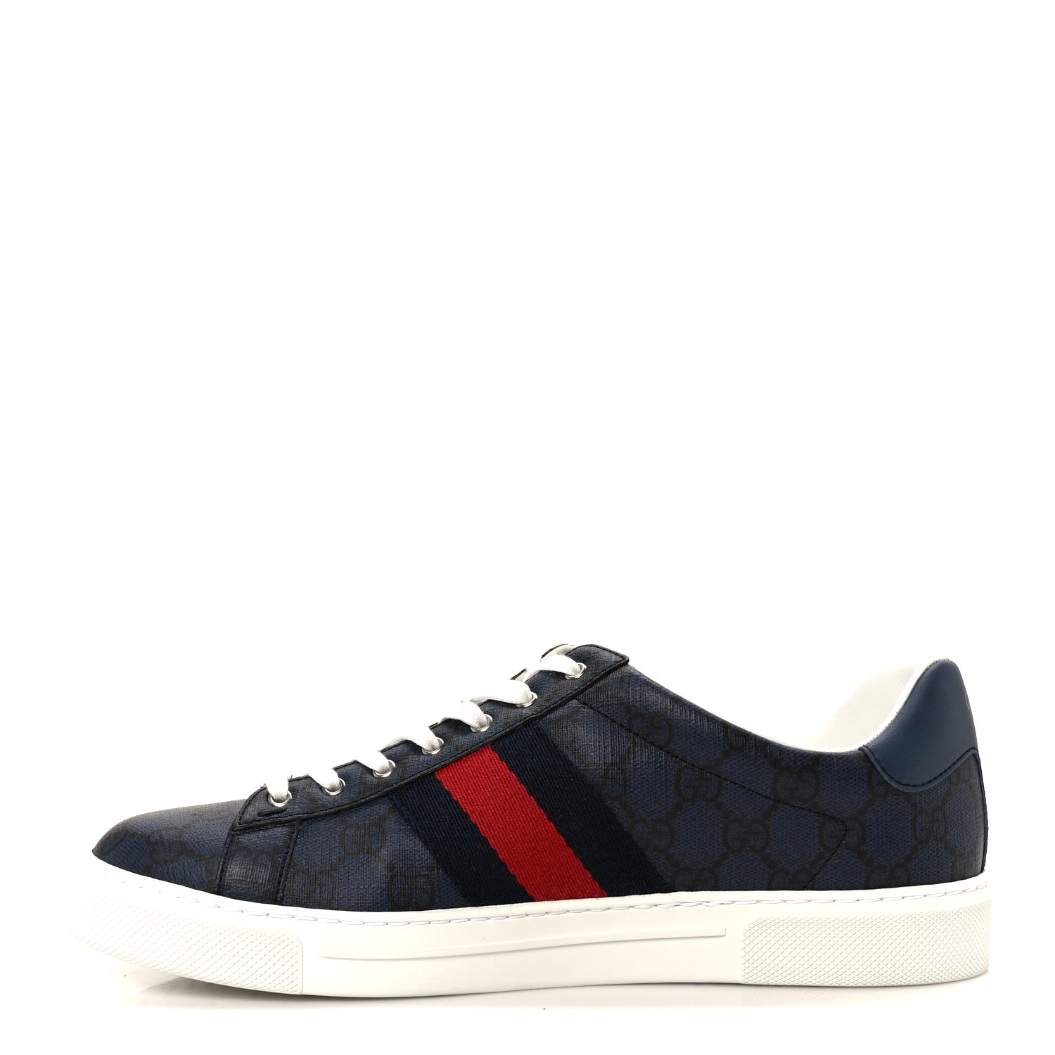 Gucci GG Supreme Monogram Web Mens New Ace Sneakers 8 Dark Blue