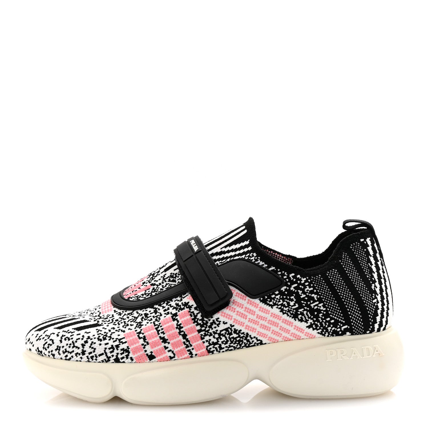 Prada Rubber Knit Printed Fabric Cloudbust Air Sneakers 37 White