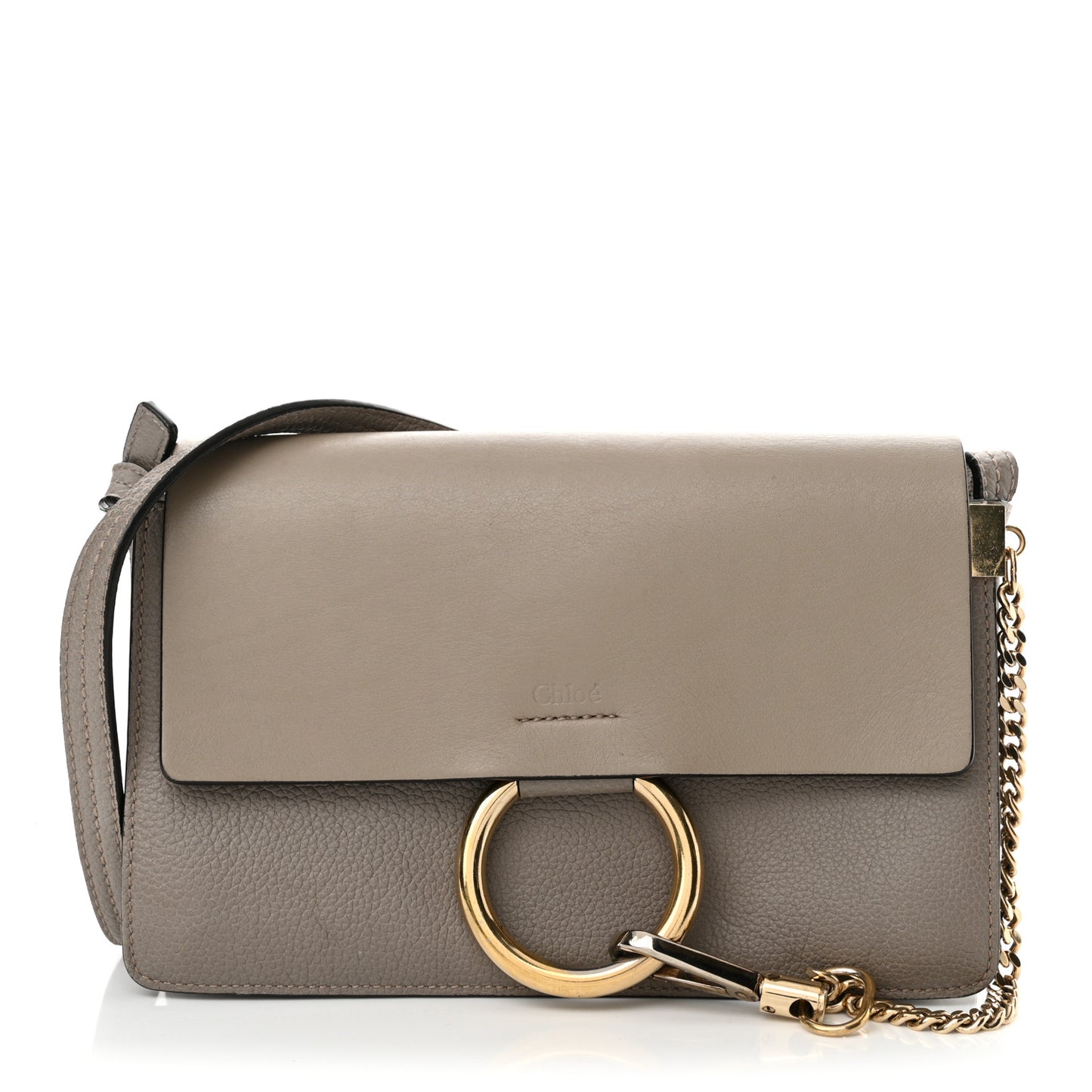 Grained Calfskin Lambskin Small Faye Shoulder Bag Motty Grey