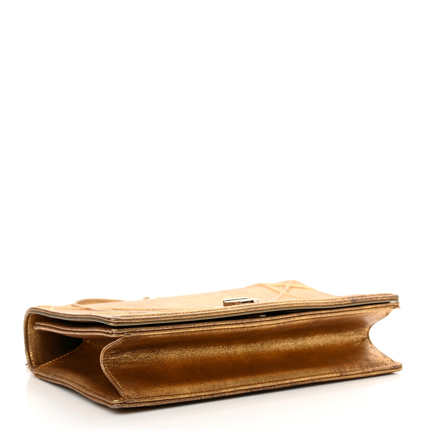 Metallic Brushed Calfskin Small Diorama Flap Bag Gold