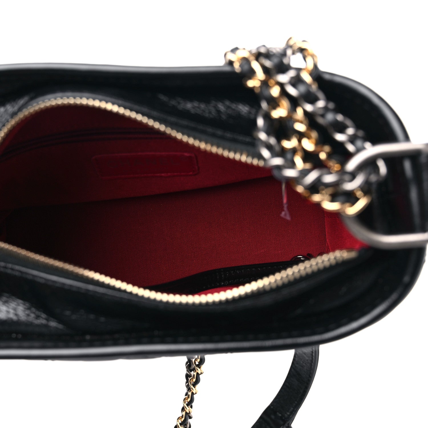 Chanel Aged Calfskin Quilted Small Gabrielle Logo Hobo Black 5 of 10