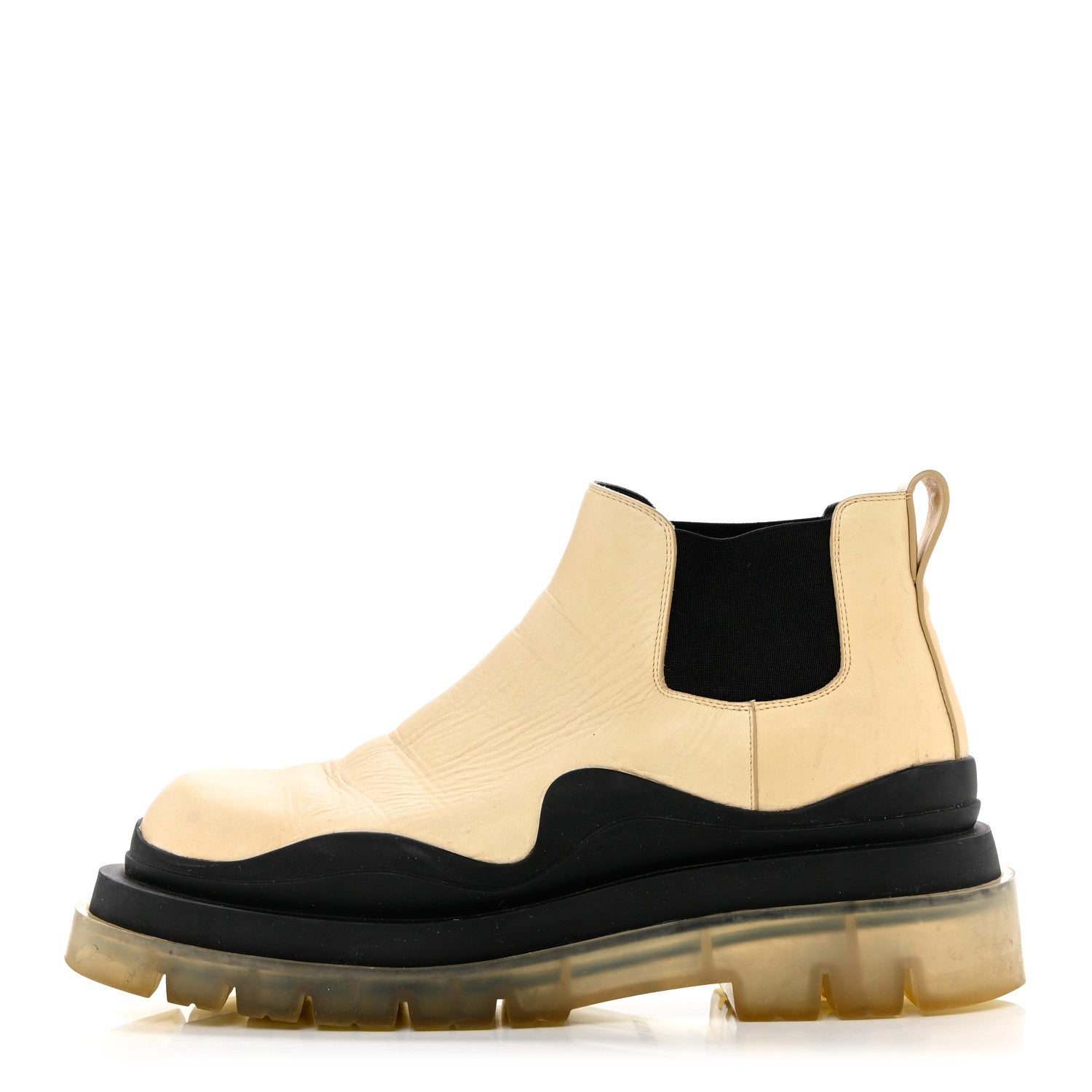 Bottega Veneta Calfskin Mens The Tire Cropped Chelsea Boots 42 Wax Black Transparent 1 of 11