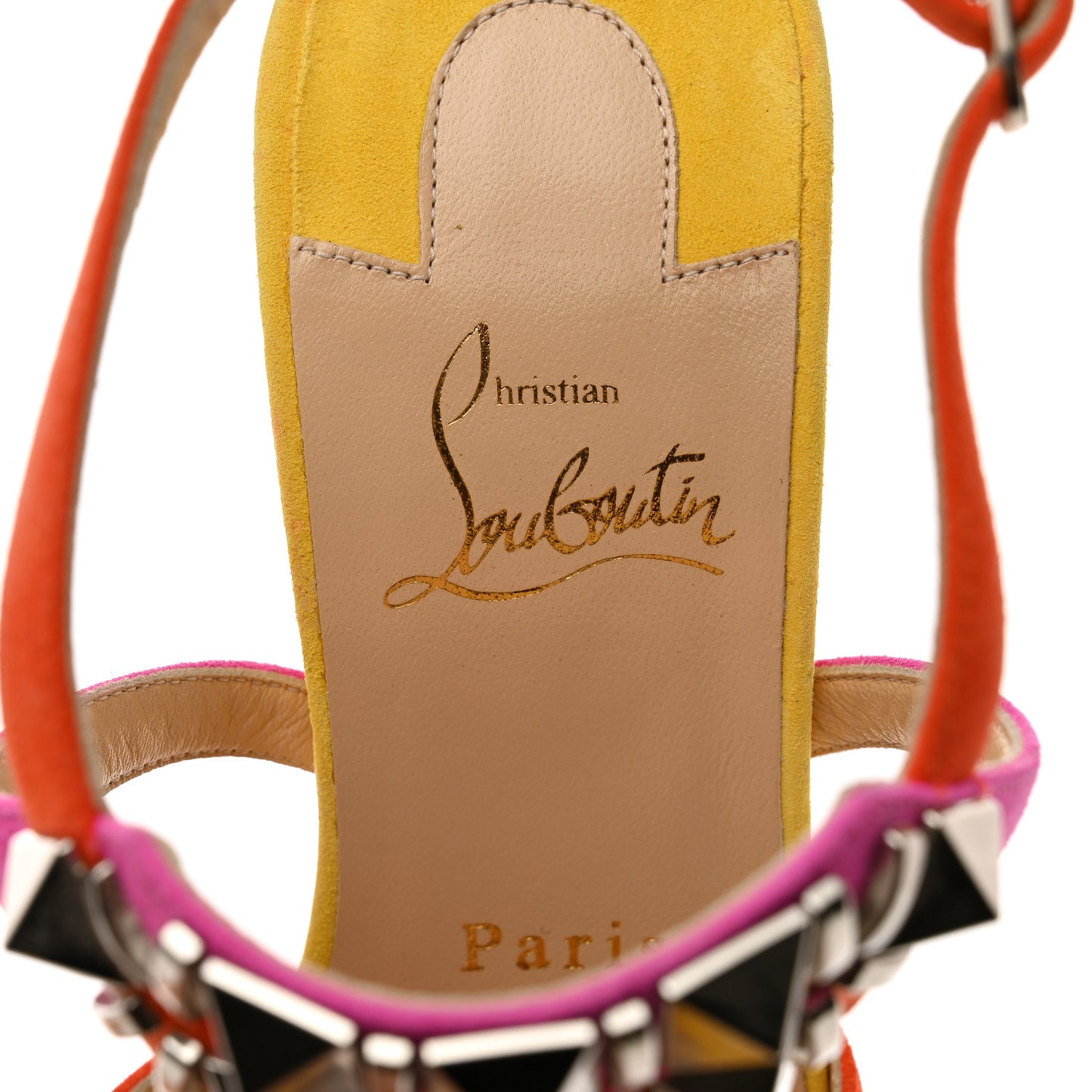 Suede Calfskin Studded Galerietta 100 Sandals 38 Version Multicolor