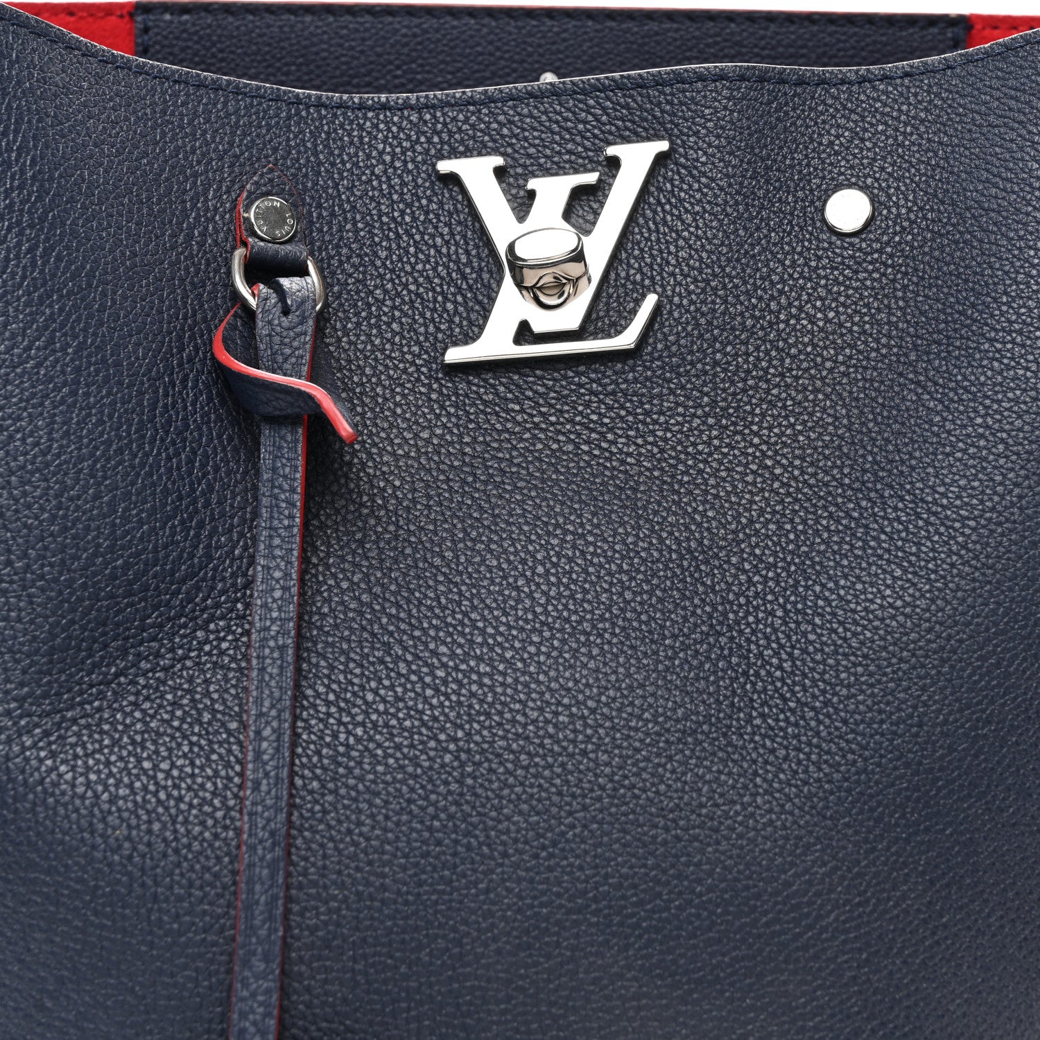 Louis Vuitton Soft Calfskin Braided Lockme Bucket Marine Rouge 8 of 11