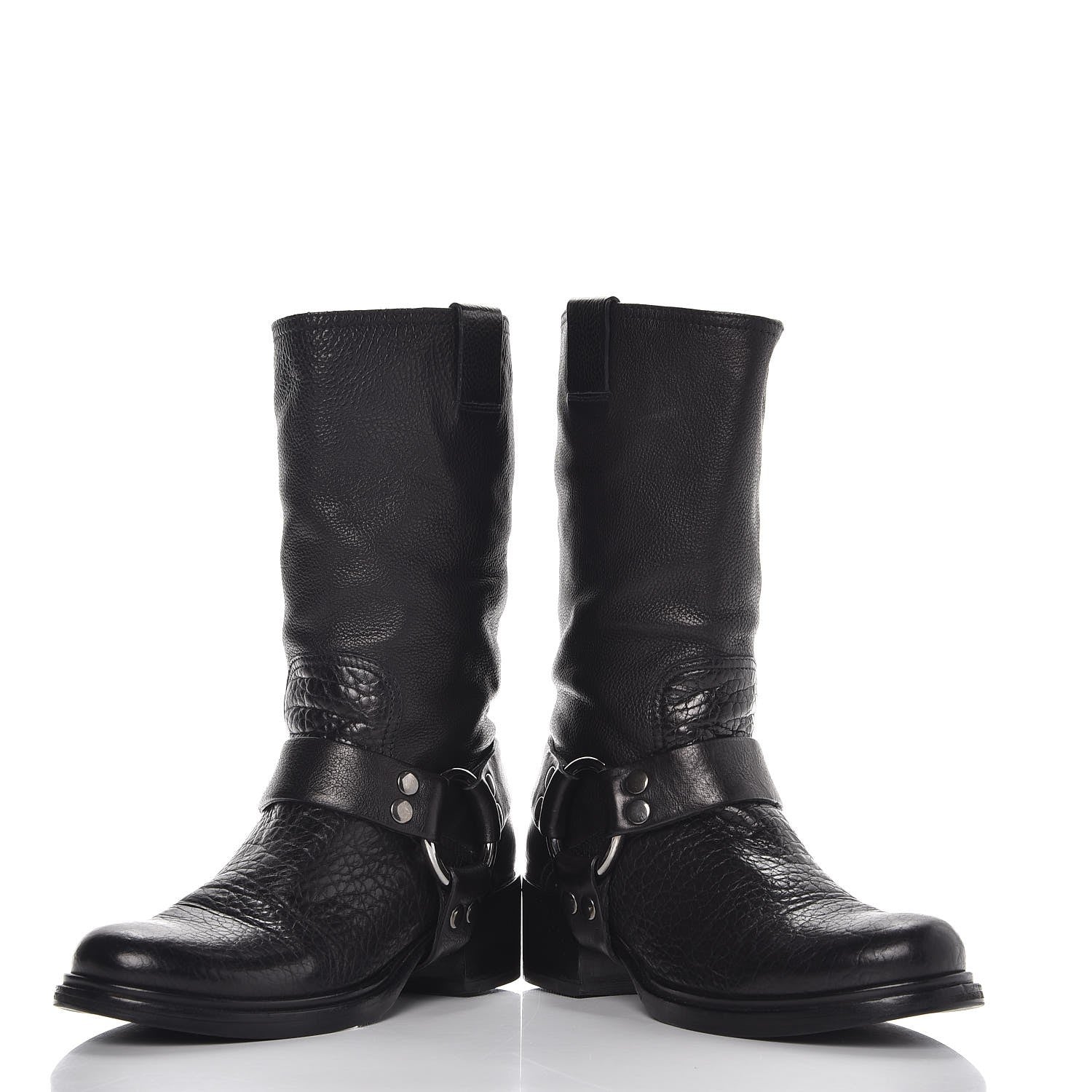 Miu Miu Calfskin Harness Motorcycle Boots 39 Black 6 of 10