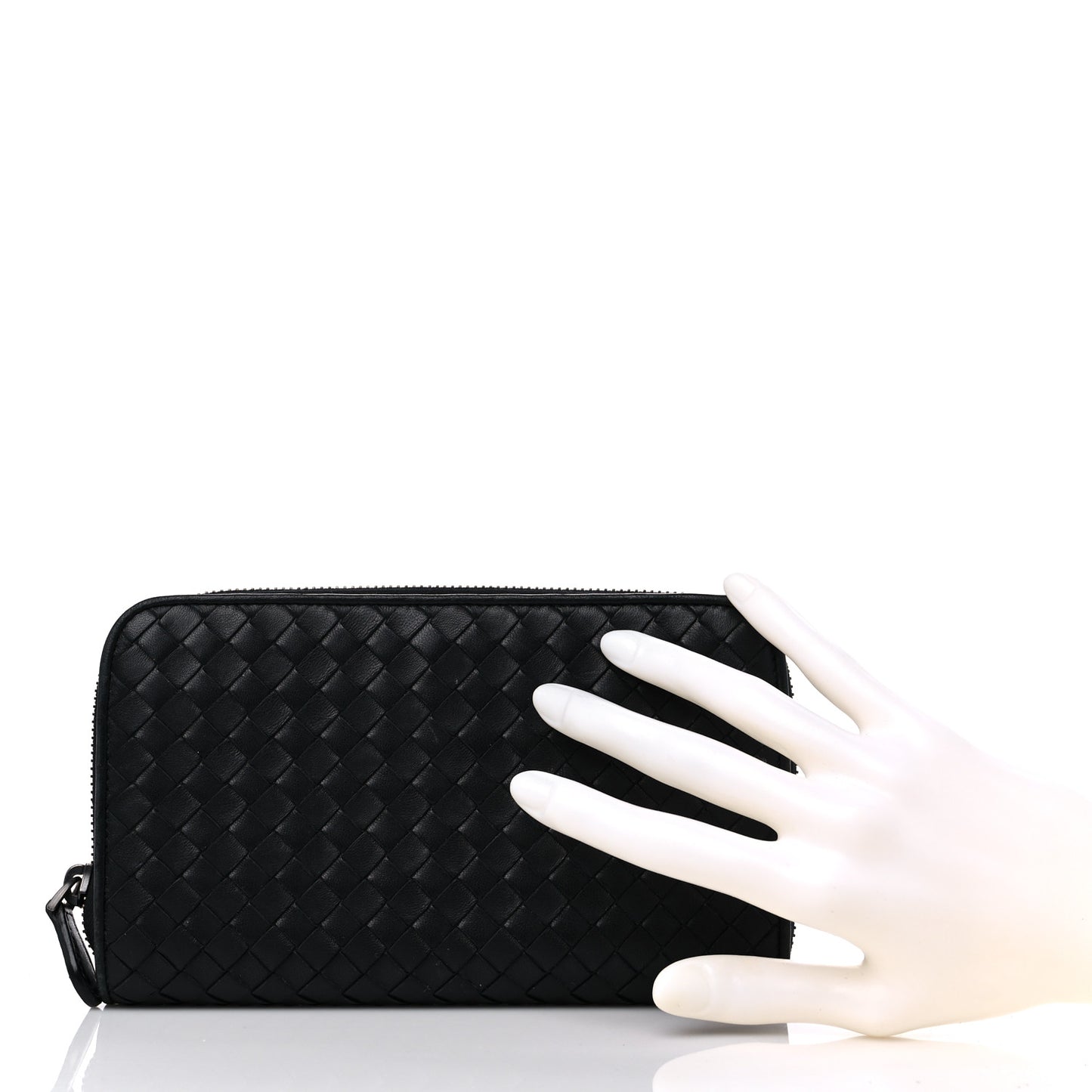 Nappa Intrecciato Zip Around Wallet Black