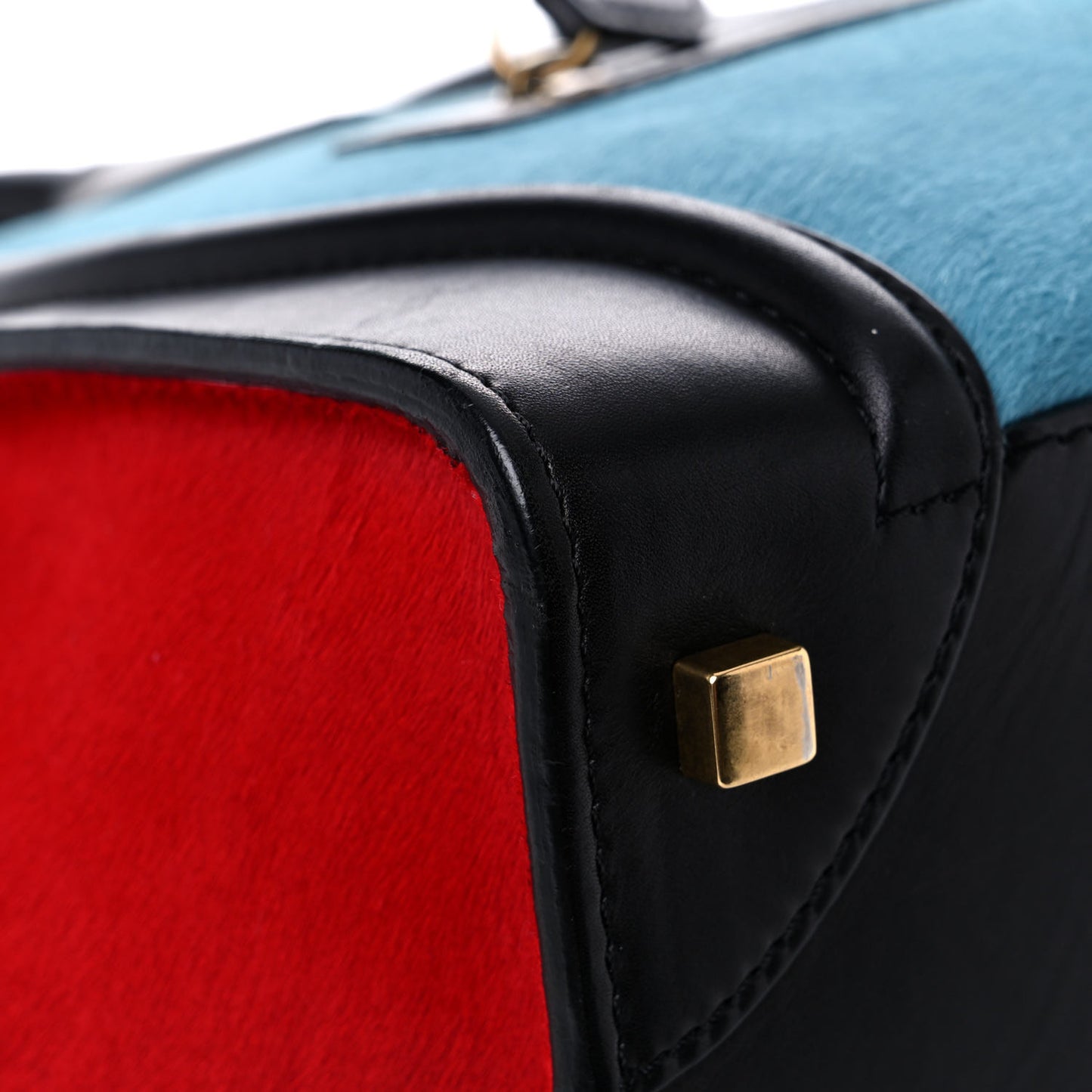 Pony Hair Mini Tri-Color Luggage Glacier Red Black