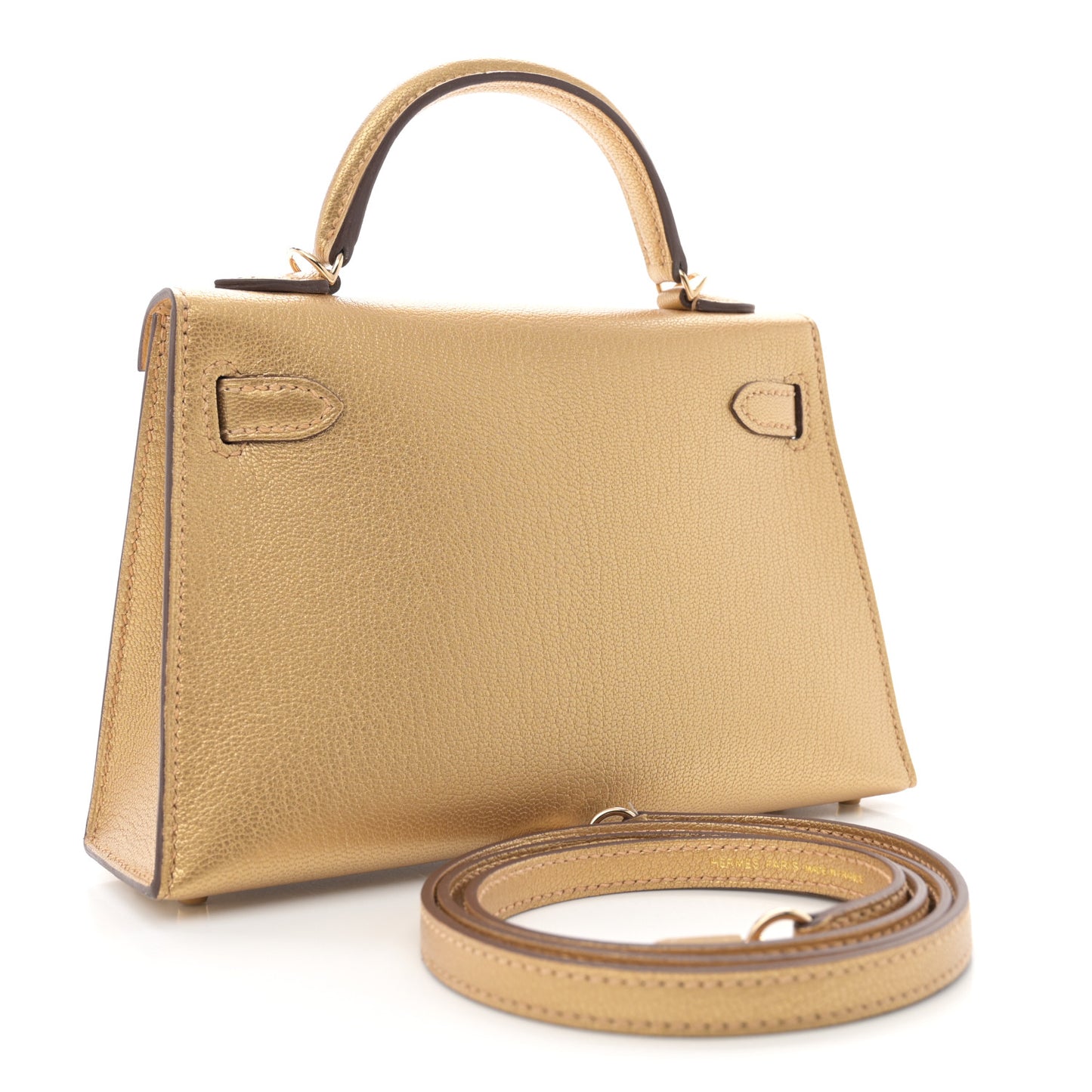 Metallic Chevre Chamkilight Mini Kelly Sellier 20 Dore