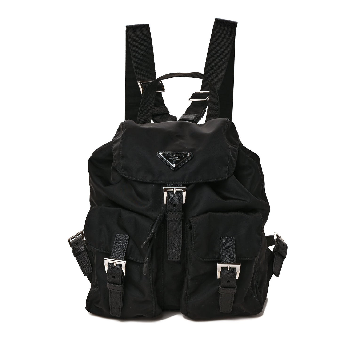 Tessuto Nylon Saffiano Small Backpack Black
