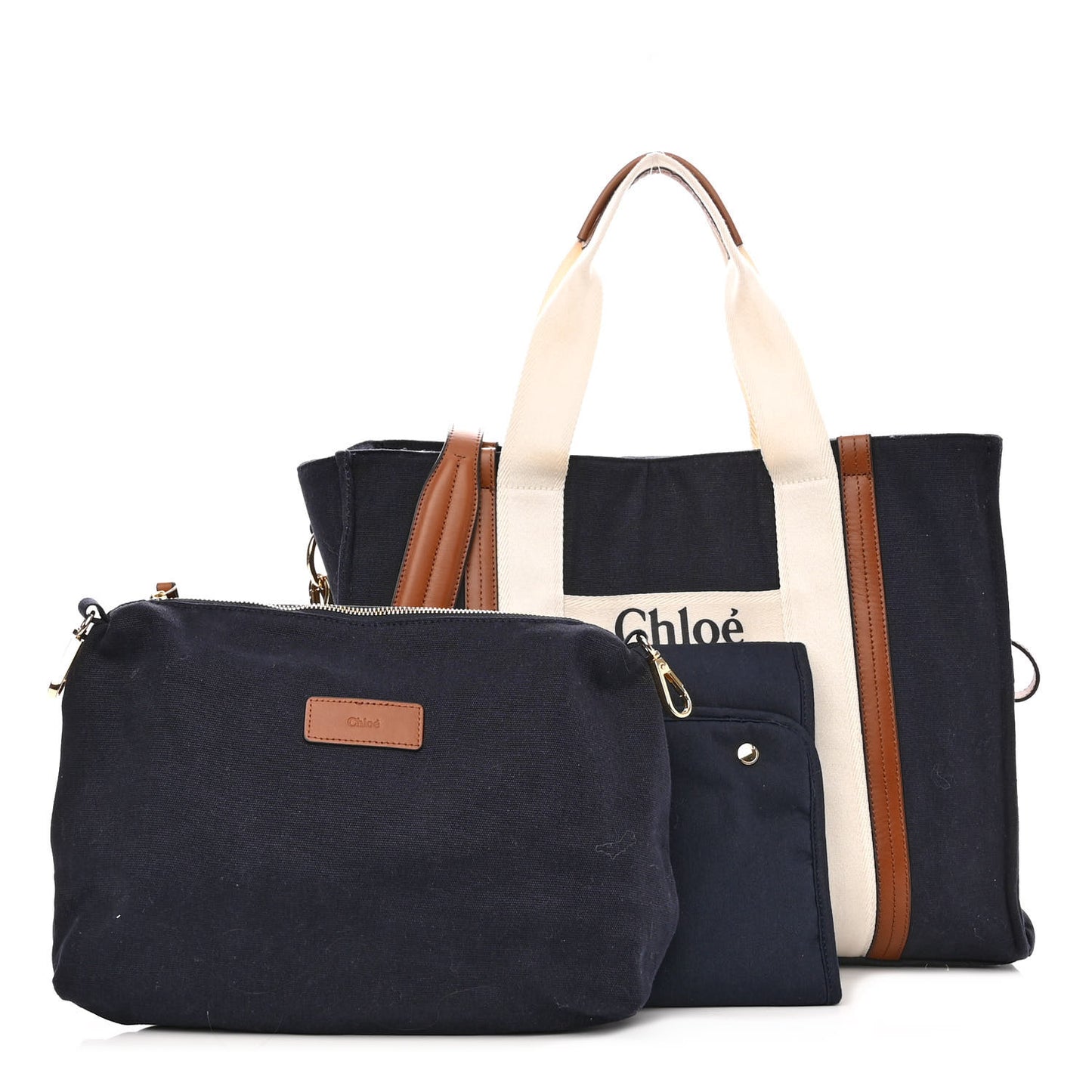 Cotton Calfskin Changing Bag Navy