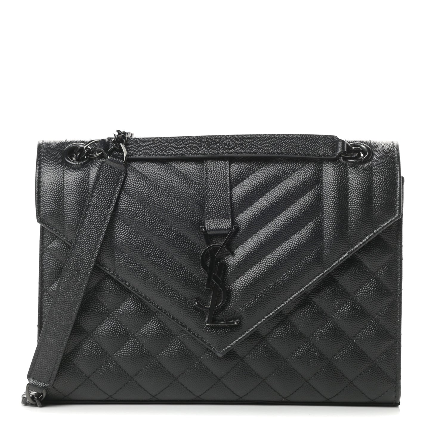 Grain De Poudre Textured Mixed Matelasse Triquilt Medium Monogram Satchel Black
