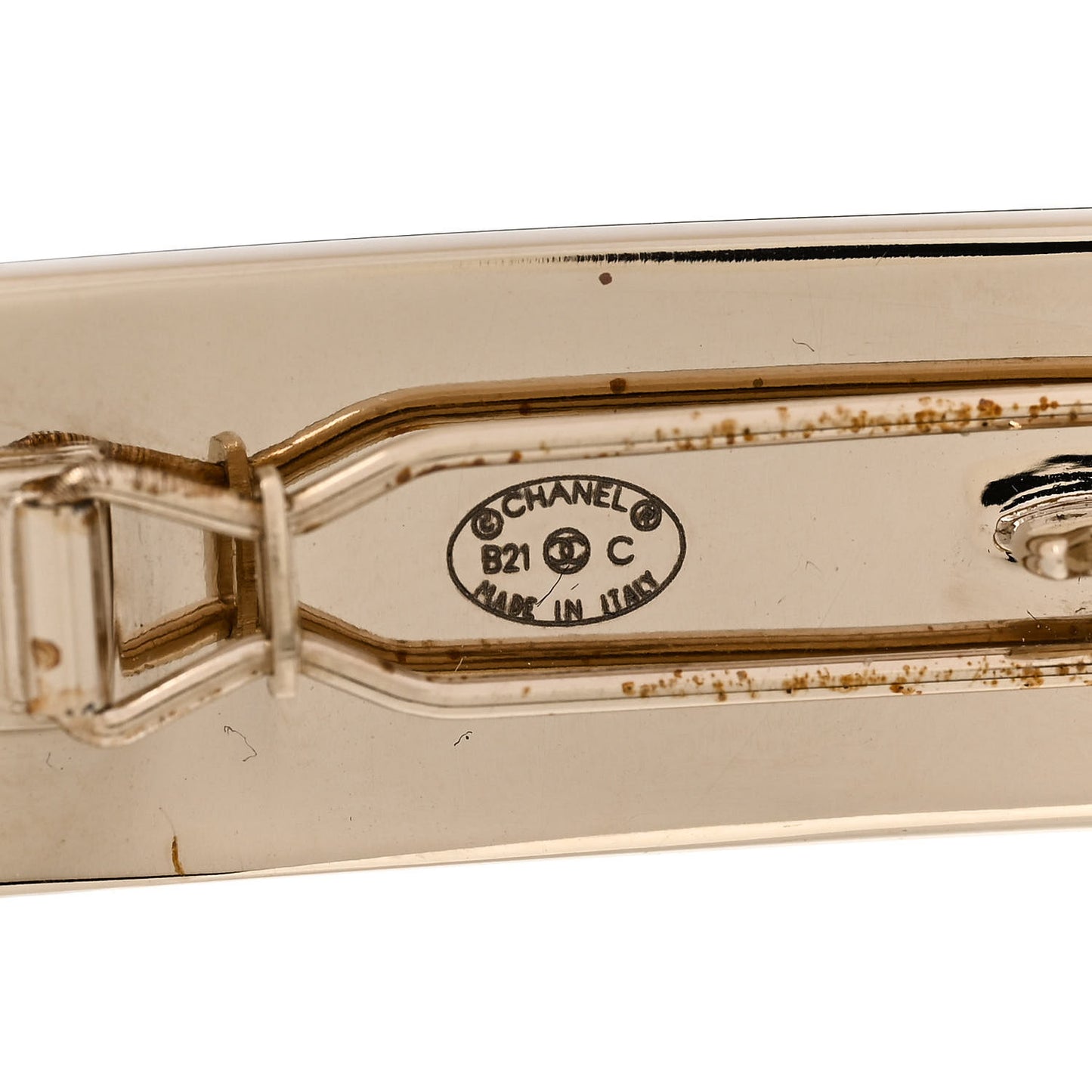 Metal Crystal Logo Hair Clip Gold
