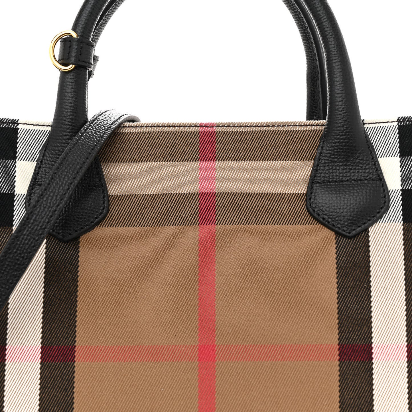 House Check Grainy Calfskin Medium Banner Tote Black