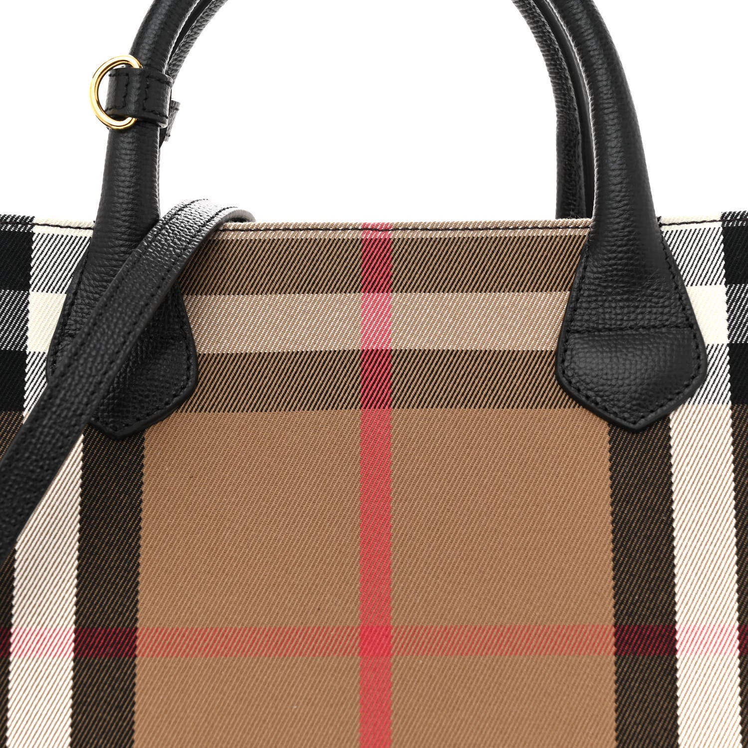 Burberry House Check Grainy Calfskin Medium Banner Tote Black 9 of 11