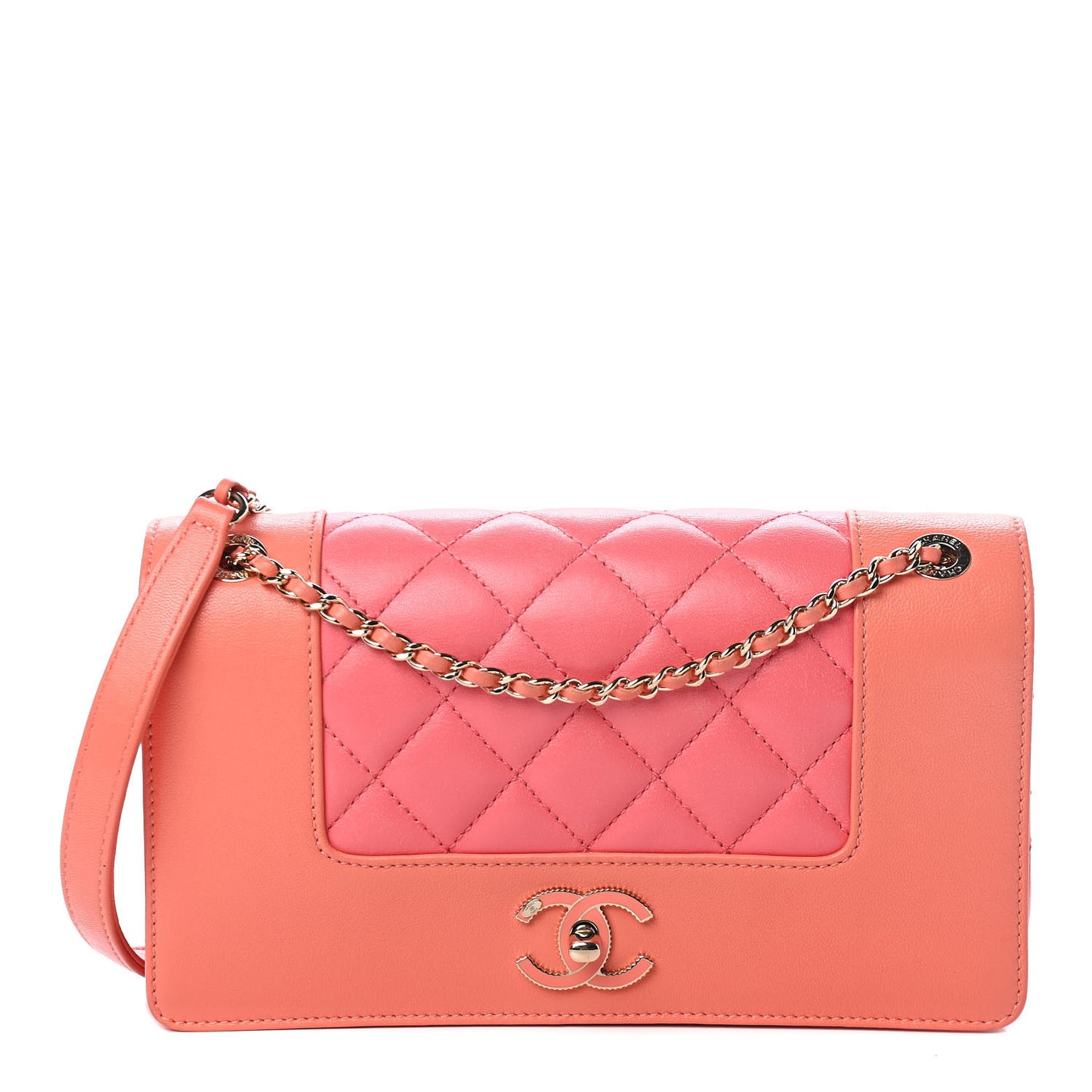 Sheepskin Quilted Medium Vintage Mademoiselle Flap Coral Orange