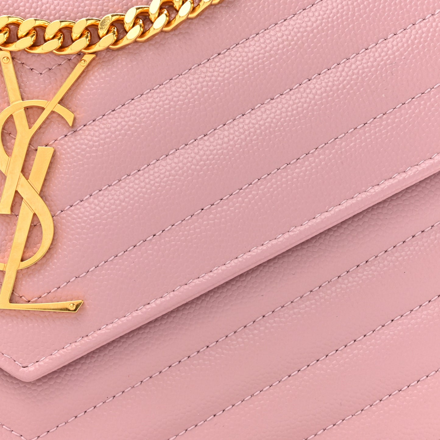 Grain De Poudre Matelasse Chevron Monogram Chain Wallet Tender Pink