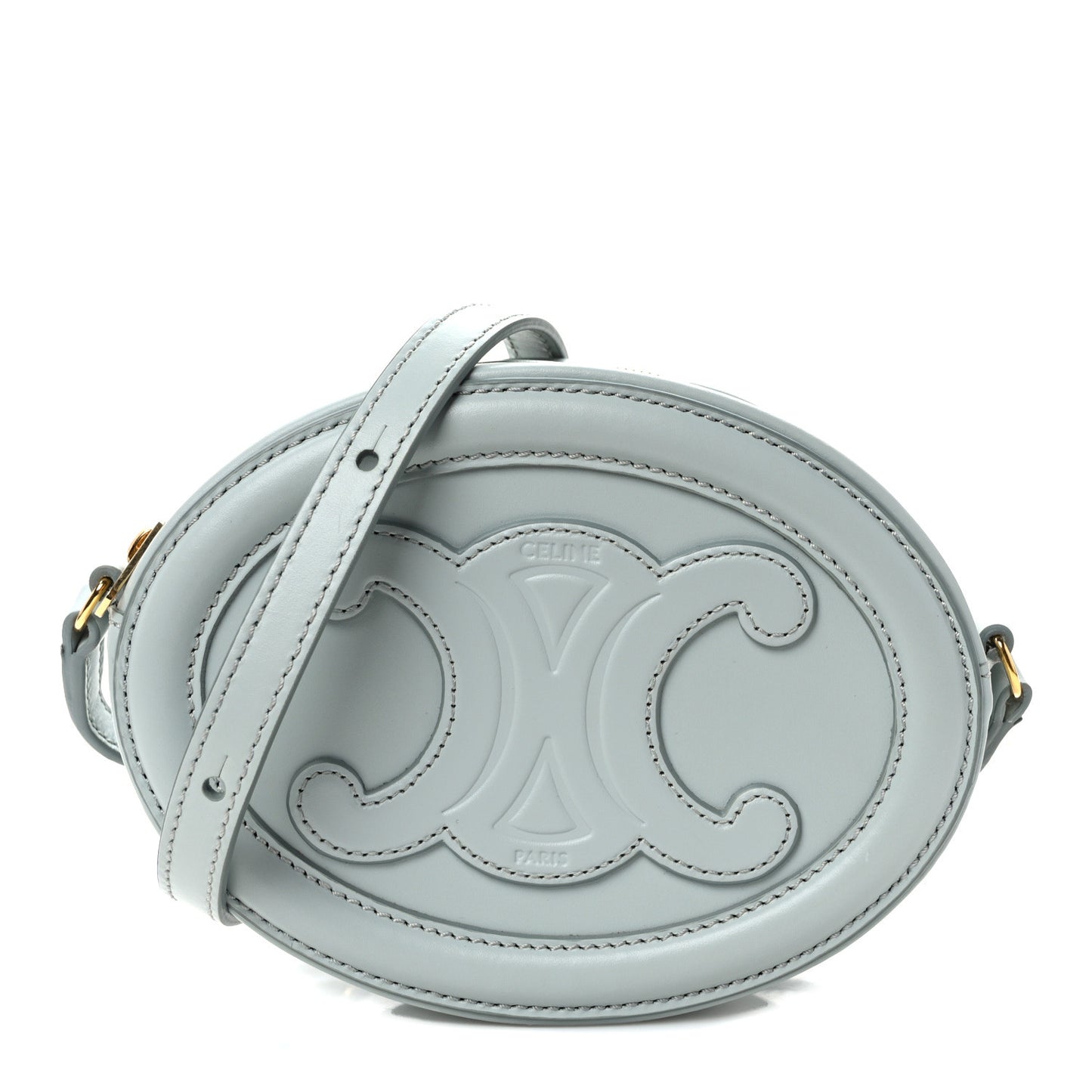 Smooth Calfskin Cuir Small Triomphe Oval Crossbody Purse Soft Blue