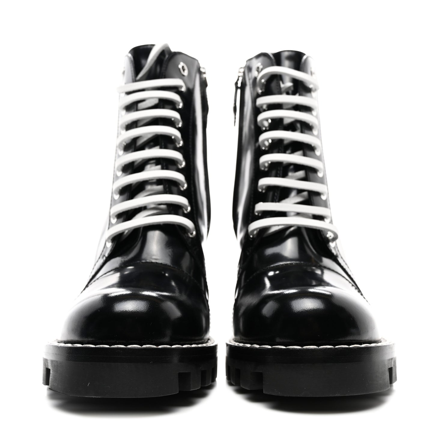 Glazed Calfskin Star Trail Ankle Boots 37.5 Black