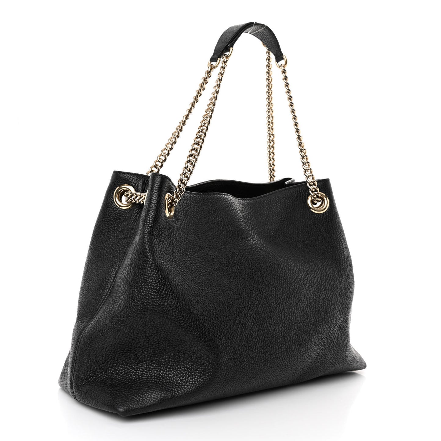 Pebbled Calfskin Medium Soho Chain Shoulder Bag Black