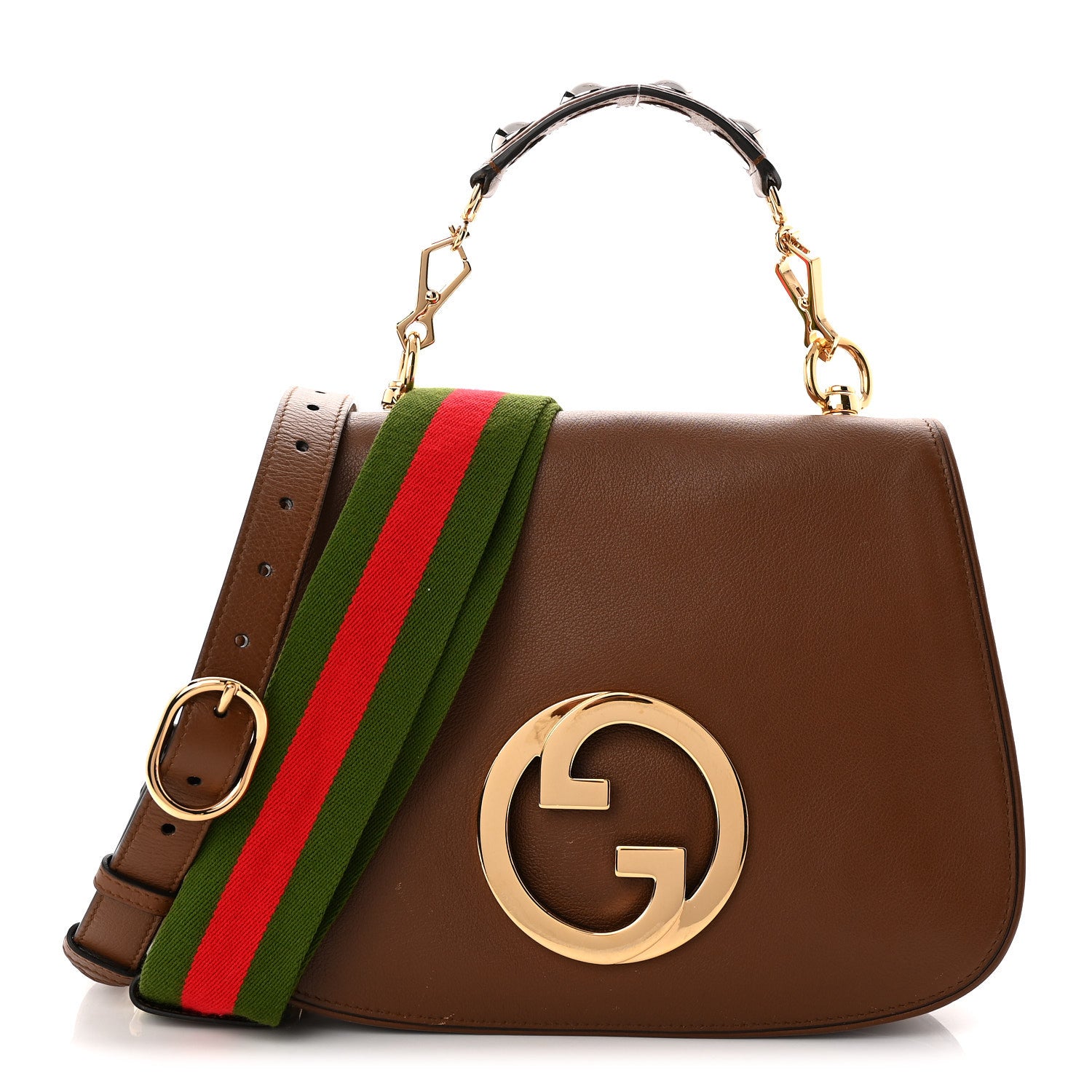 GUCCI バッグ Gucci Roxy Calfskin Web Medium Blondie Shoulder Flap Bag Cuir