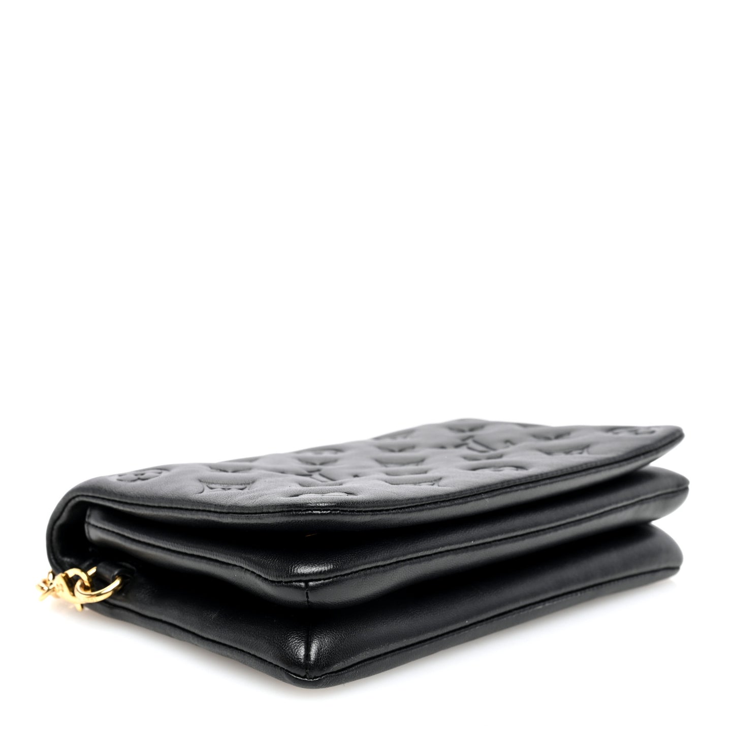 Lambskin Embossed Monogram Pochette Coussin Black