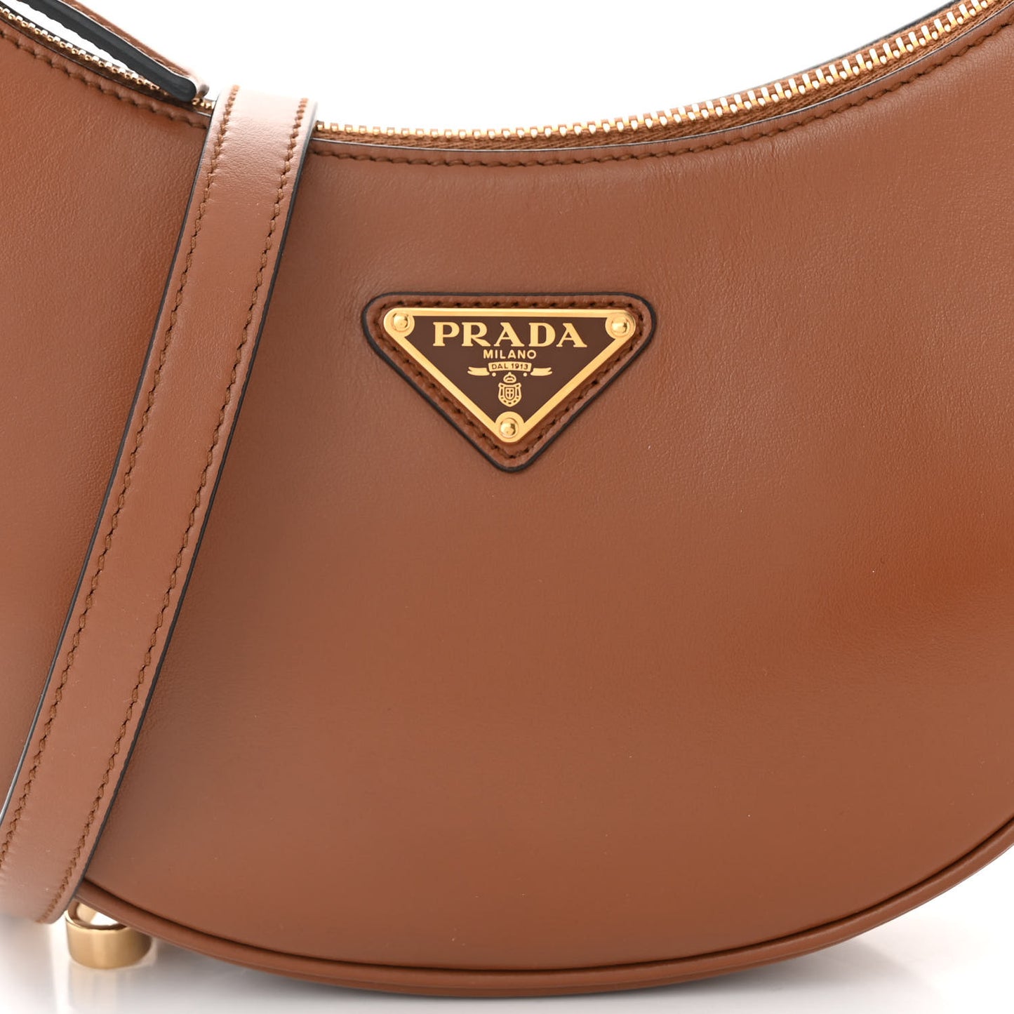 Soft Calfskin Arque Shoulder Bag Cognac