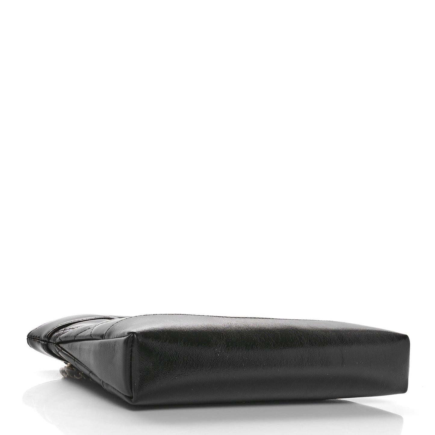 Shiny Crumpled Calfskin Quilted Nano 31 Shopping Bag Black