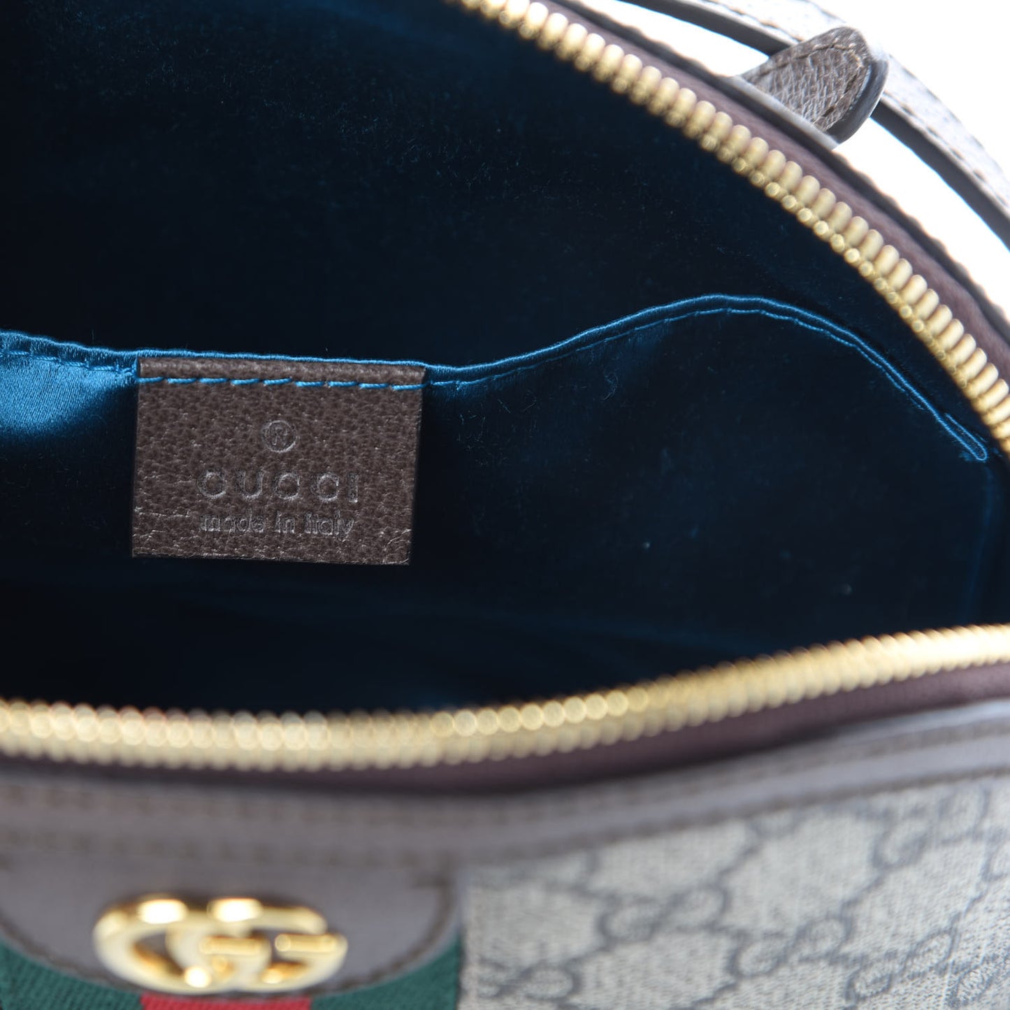 GG Supreme Monogram Textured Dollar Calfskin Web Small Ophidia Dome Shoulder Bag Beige Ebony New Acero