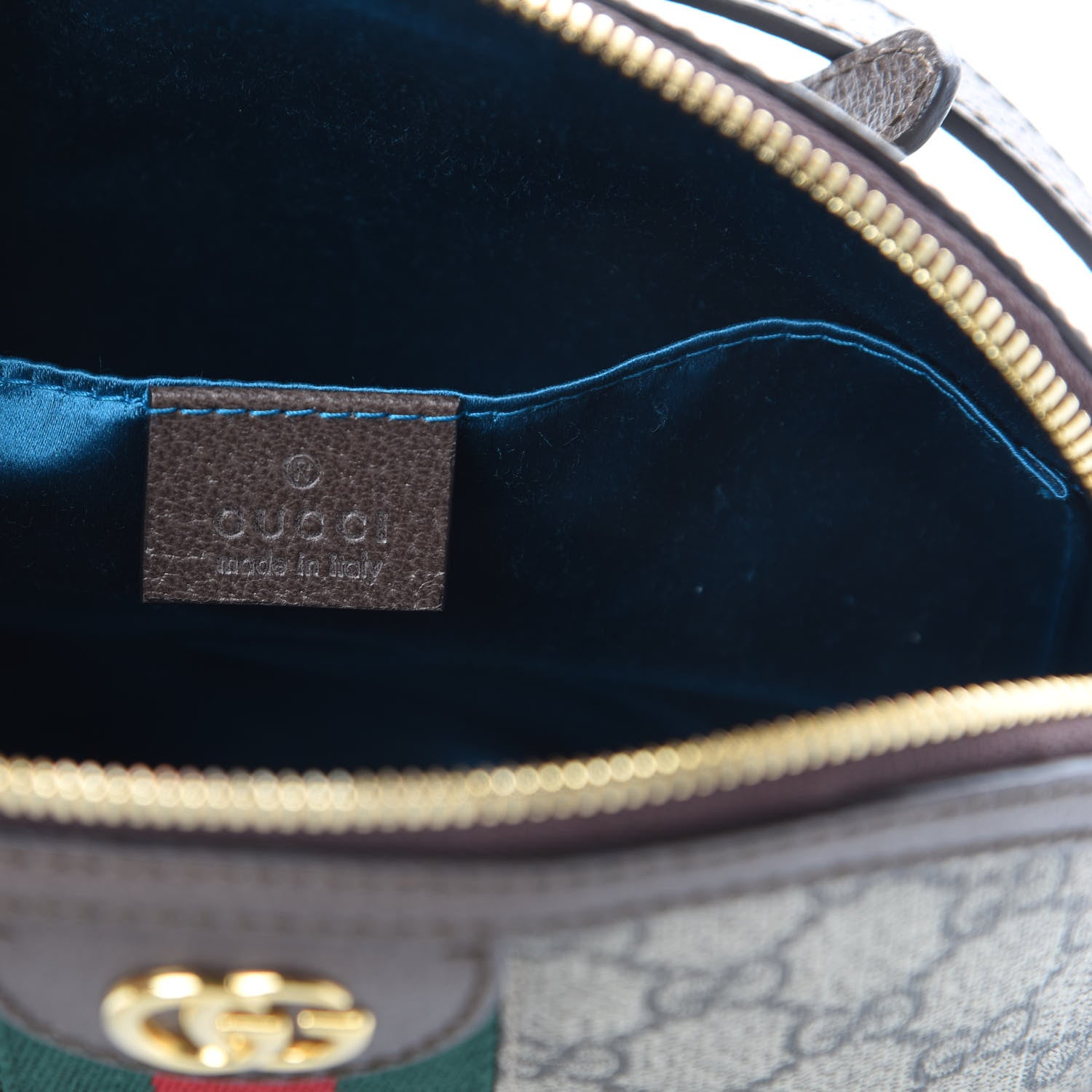 Gucci GG Supreme Monogram Textured Dollar Calfskin Web Small Ophidia Dome Shoulder Bag Beige Ebony New Acero 6 of 11