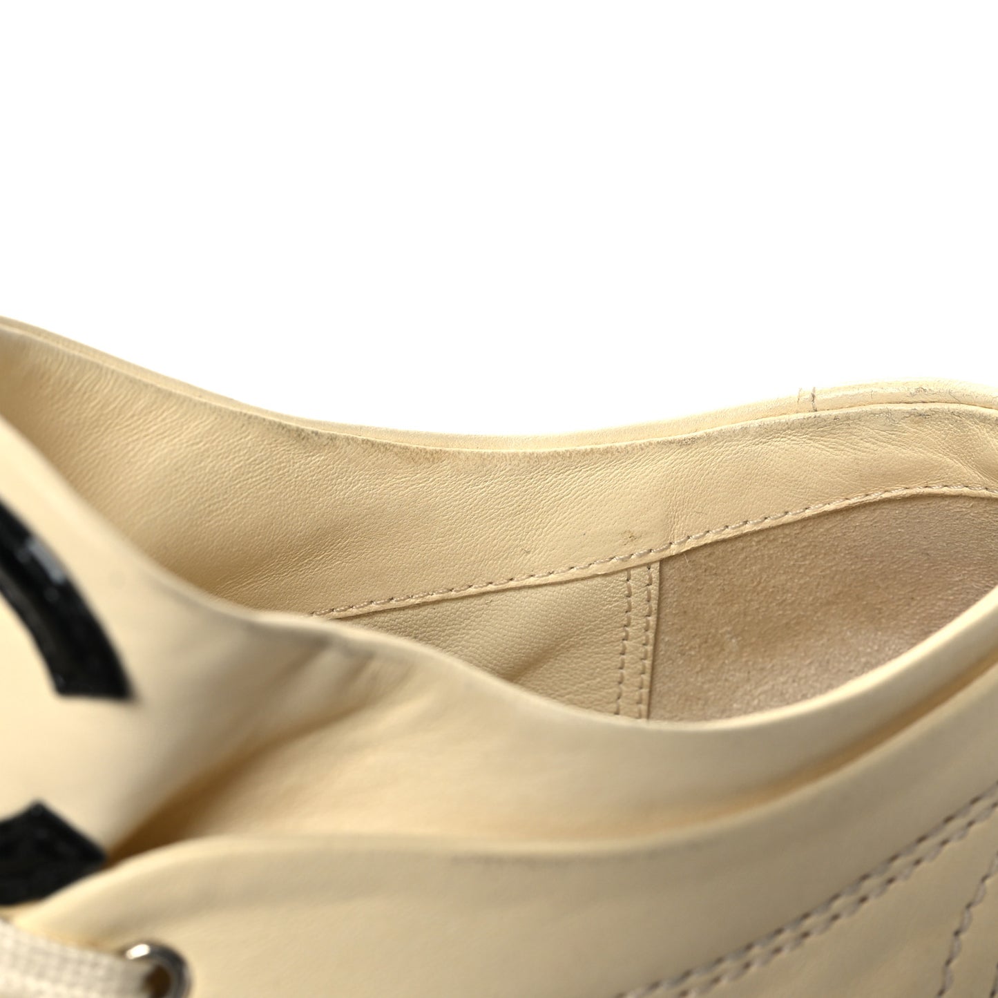 Lambskin Patent Calfskin CC Sneakers 36.5 White Black