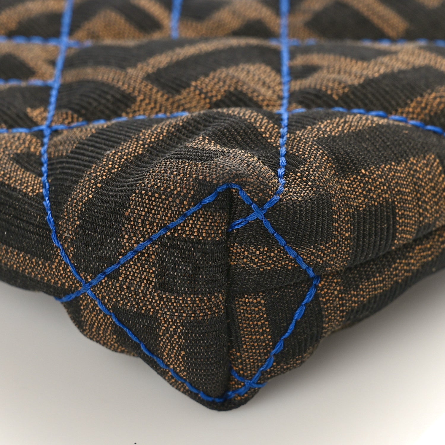 Fendi Zucca Quilted Pochette Tobacco Blue 8 of 8
