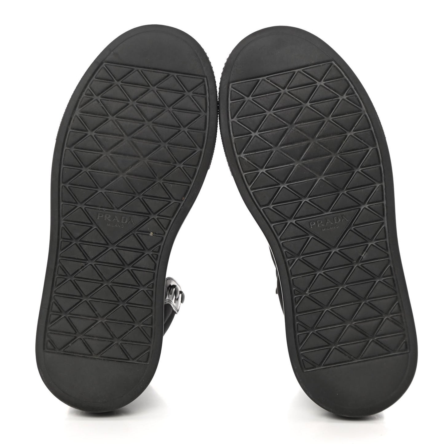 Re-Nylon Gabardine Spazzolato Macro Quilted Triangle Logo High Top 45mm Sneakers 38.5 Black