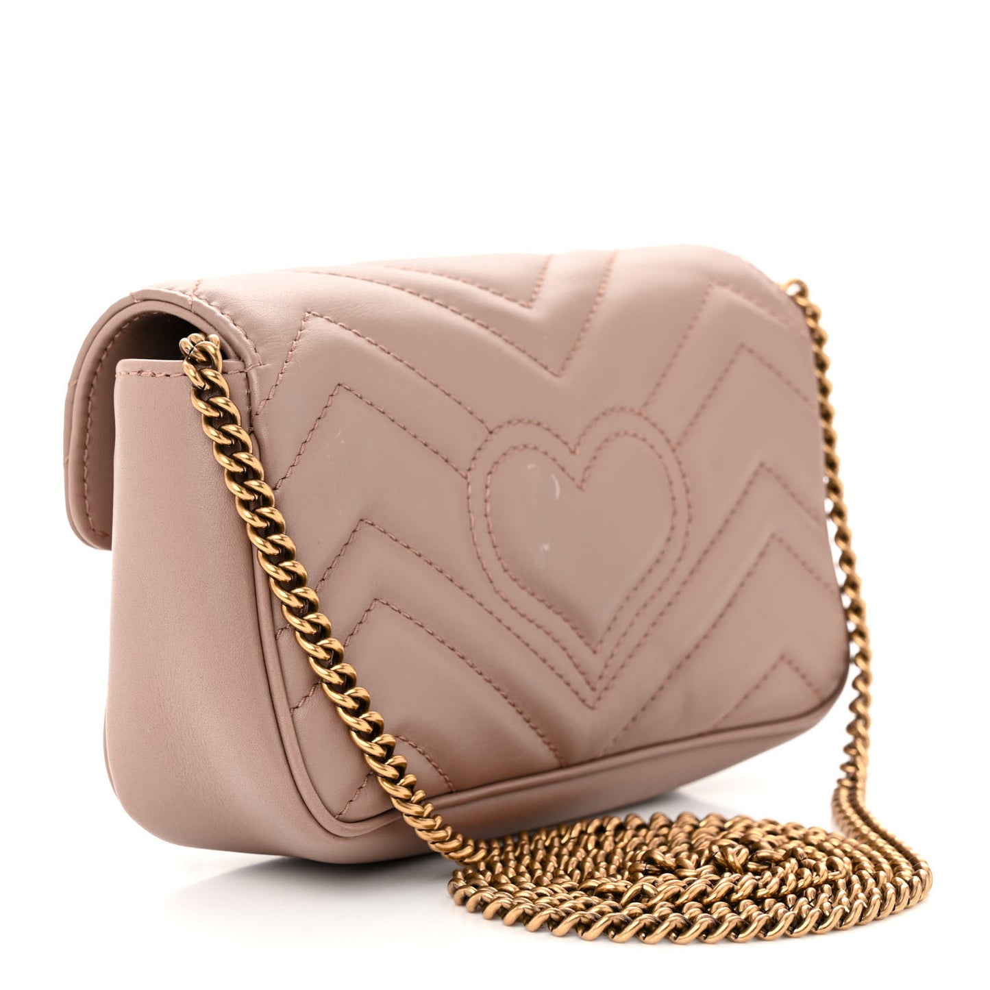 Calfskin Matelasse Super Mini GG Marmont Shoulder Bag Porcelain Rose