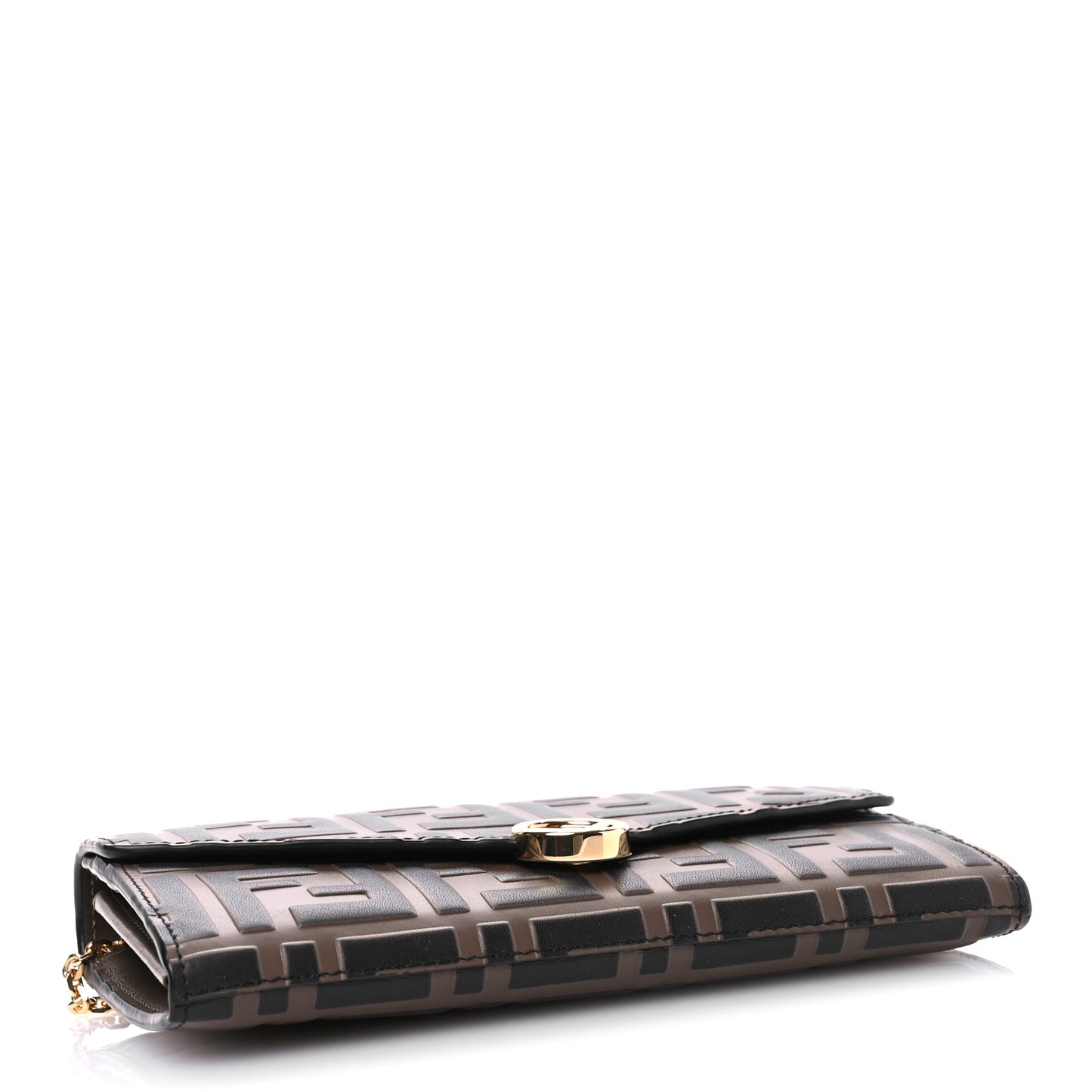 Vitello Soft F is Fendi Bi-Color FF 1974 Embossed Continental Envelope Wallet On Chain Maya Black