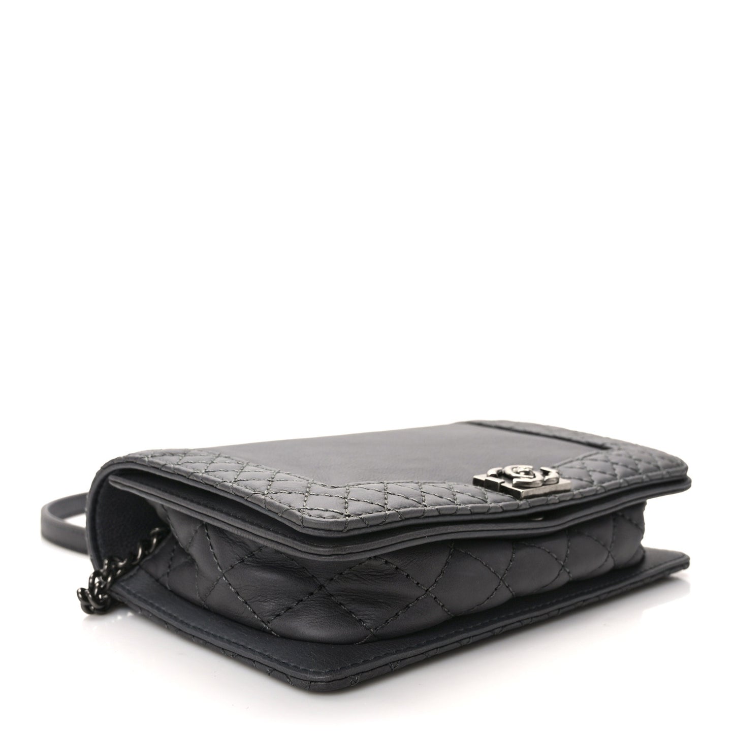 Calfskin Small Boy Reverso Flap Dark Grey
