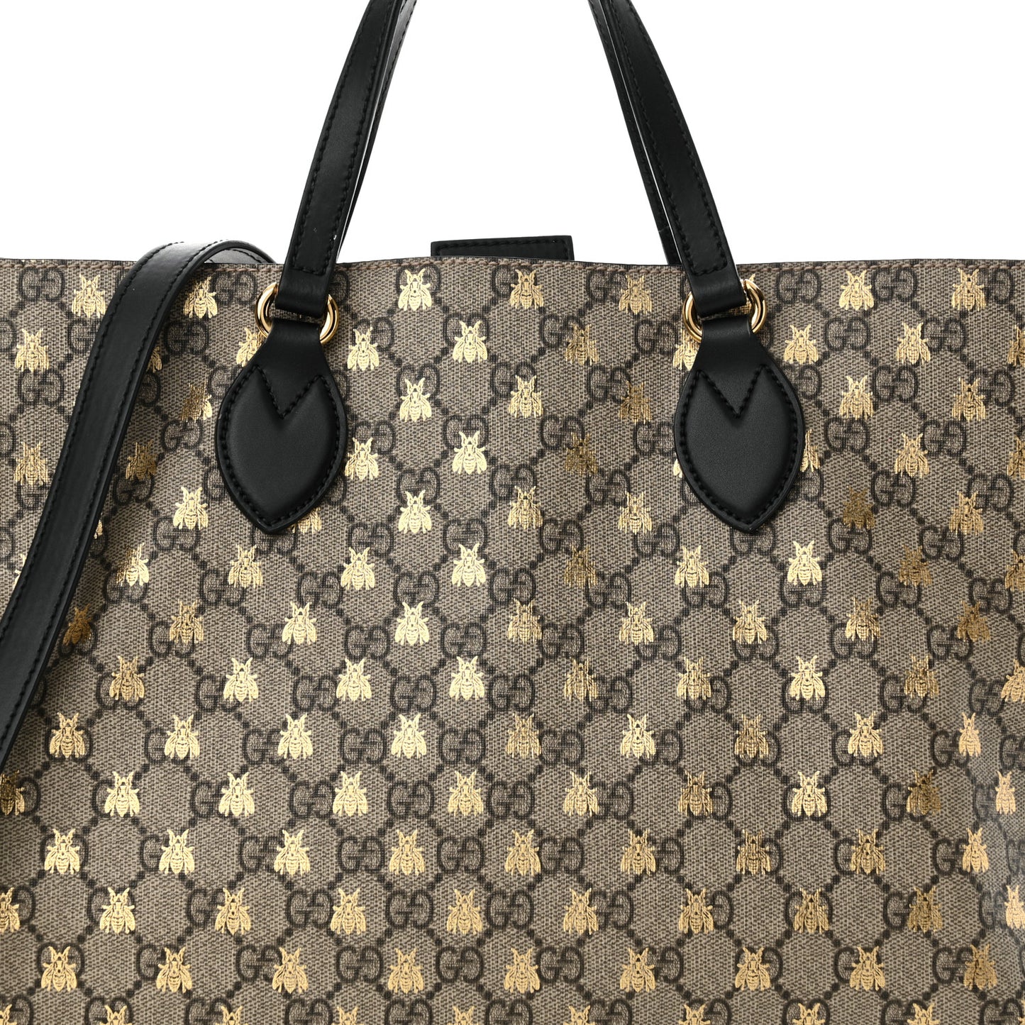 Soft GG Supreme Monogram Bees Medium Crossbody Tote Beige Oro Black