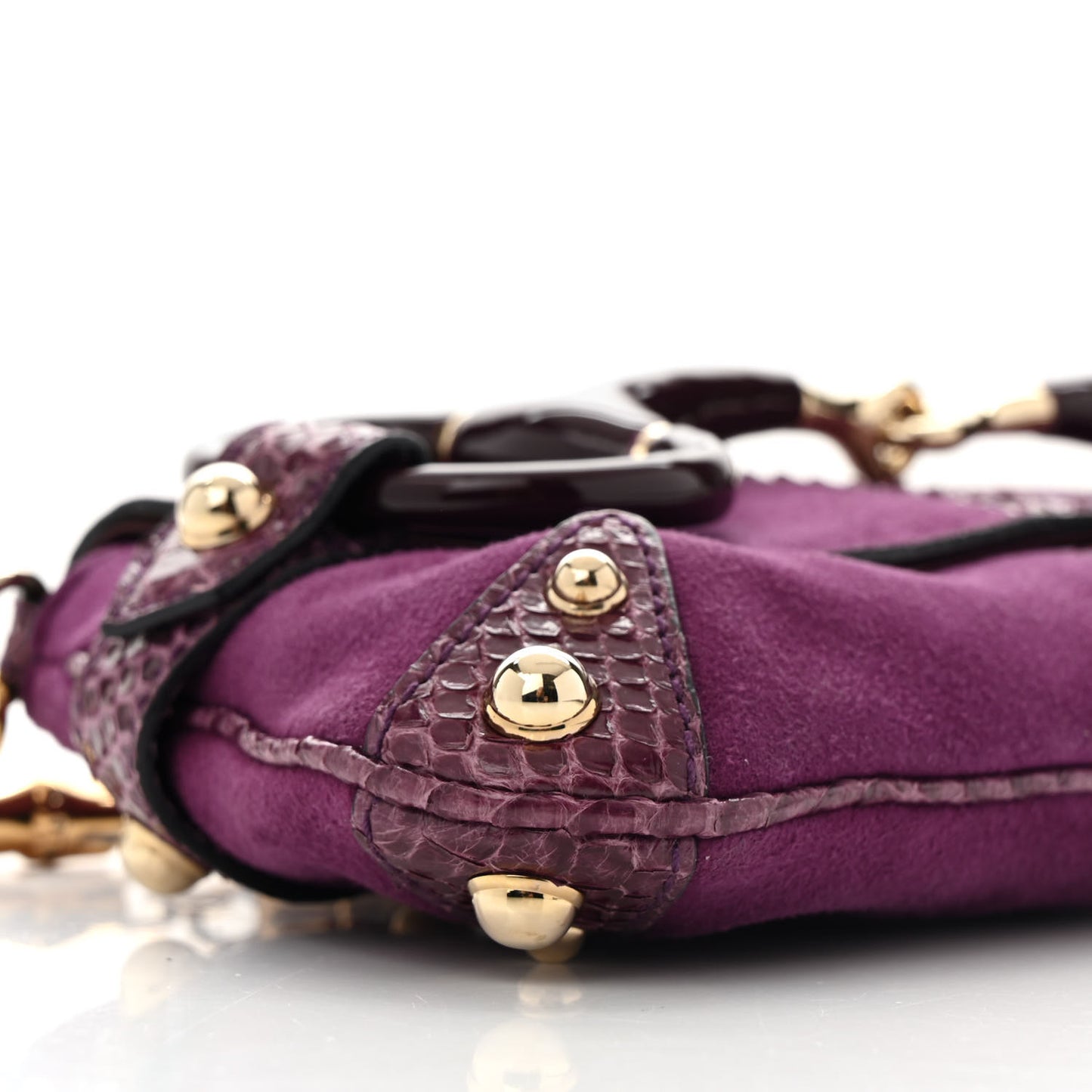 Tom Ford Suede Snakeskin Horsebit Clutch Purple