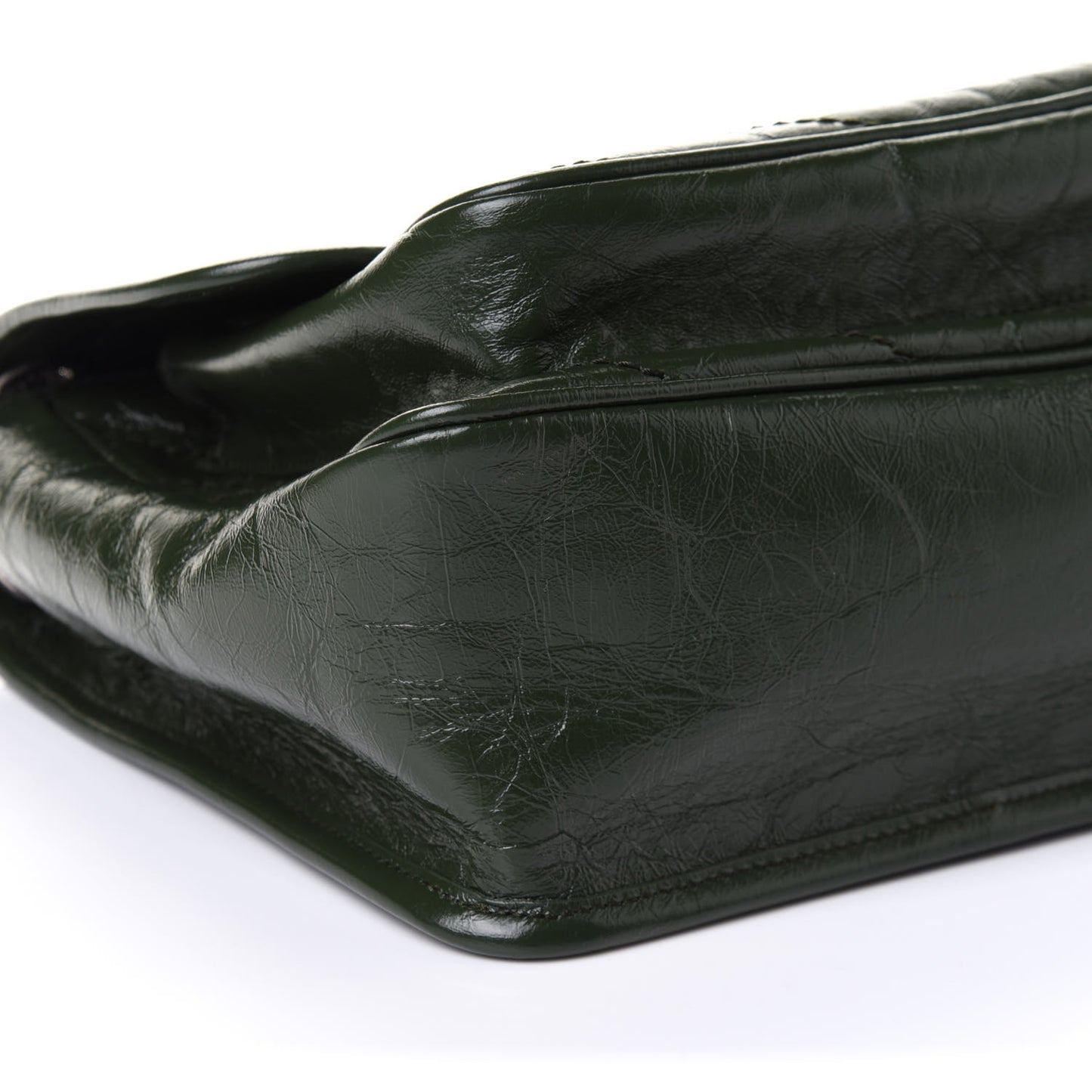 Crinkled Calfskin Matelasse Monogram Medium Niki Chain Satchel Military Olive