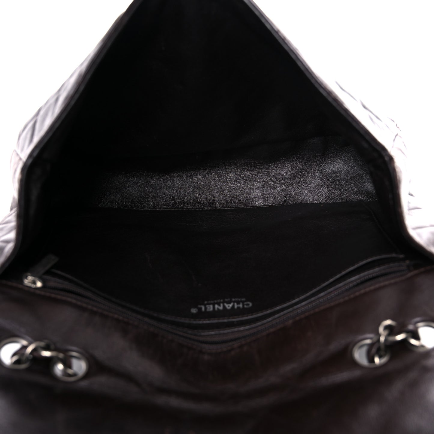 Washed Lambskin Quilted Jumbo Hybrid Reissue Flap Dark Brown