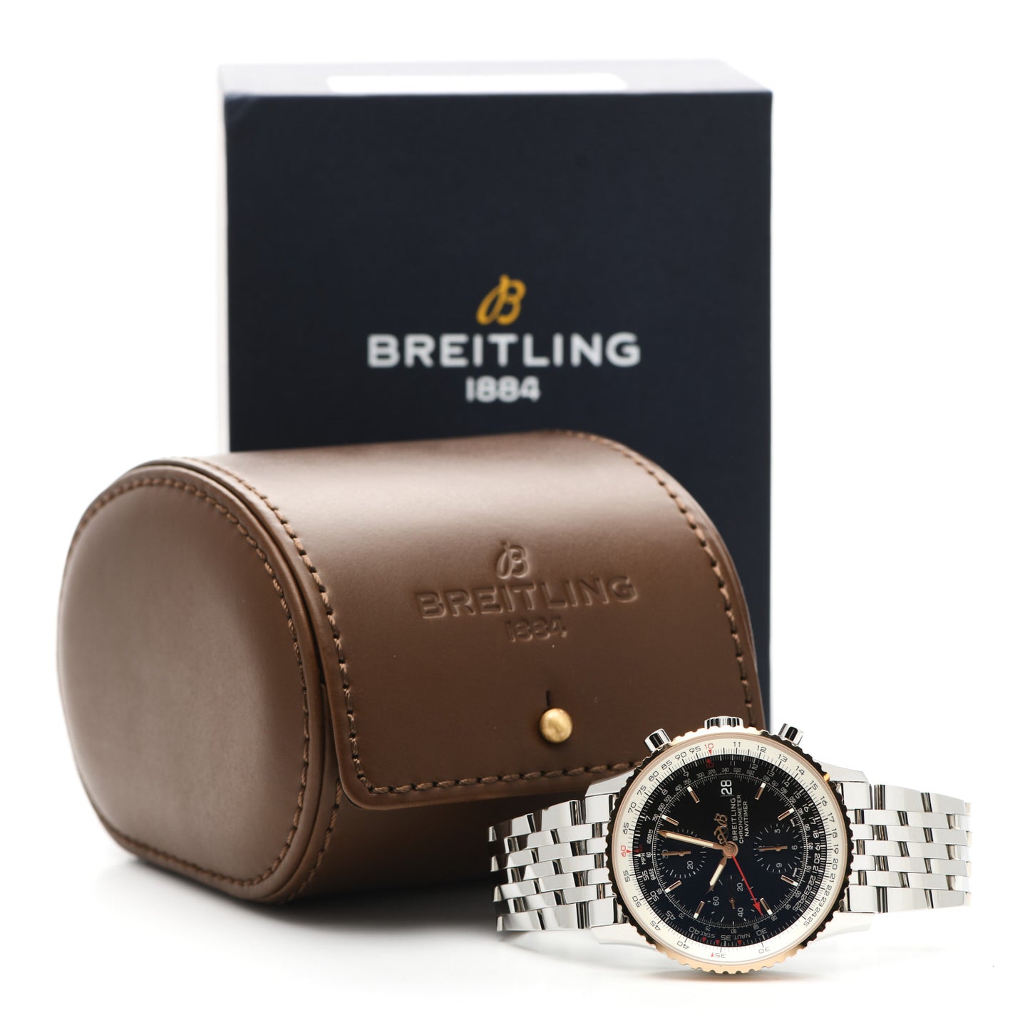 Stainless Steel 18K Rose Gold 41mm Navitimer Chronograph Automatic Watch Black U13324
