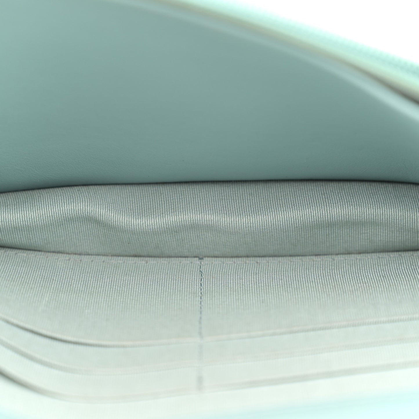 Aged Calfskin Quilted Gabrielle Wallet On Chain WOC Light Blue