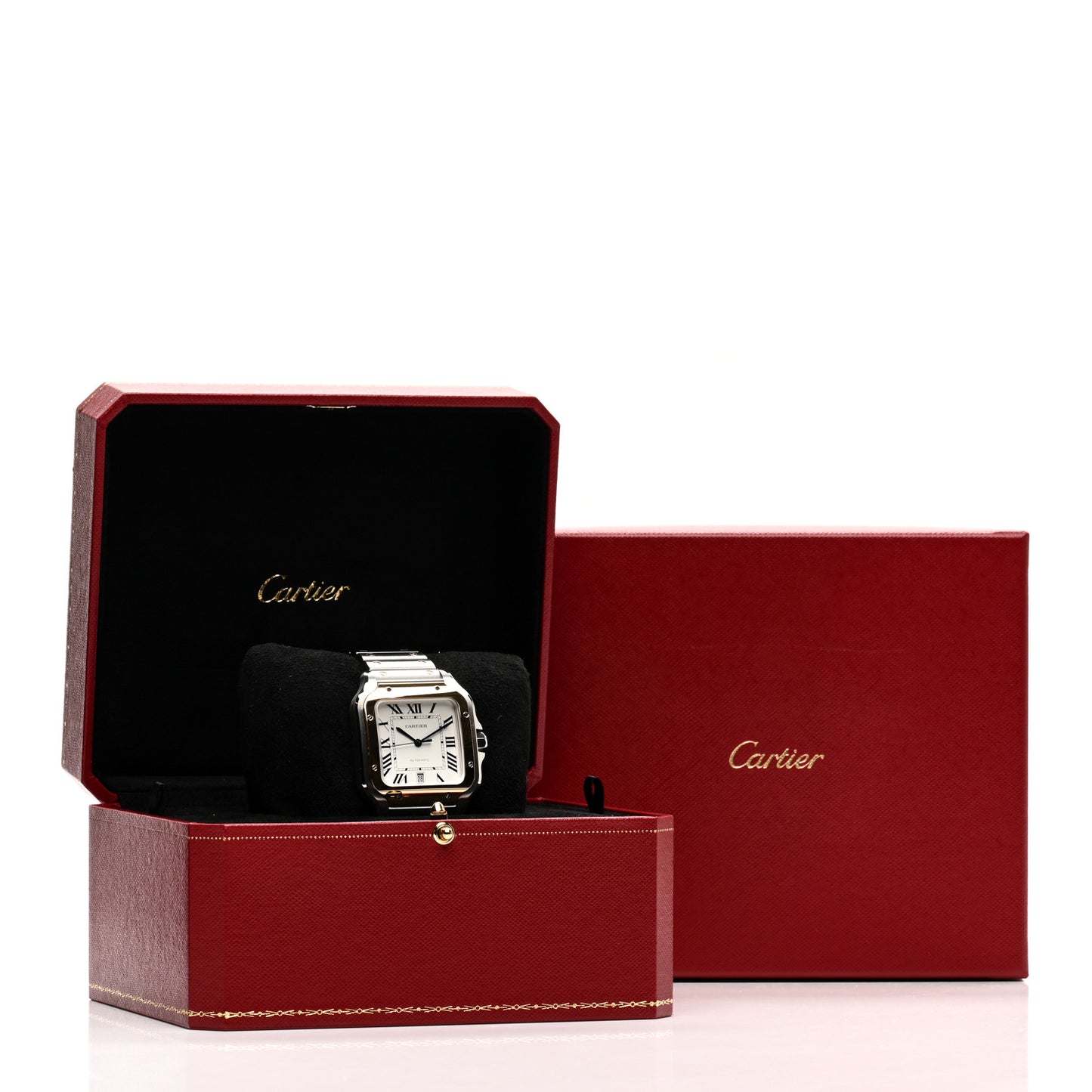 Stainless Steel 18K Yellow Gold 39.8mm Santos De Cartier Automatic Watch