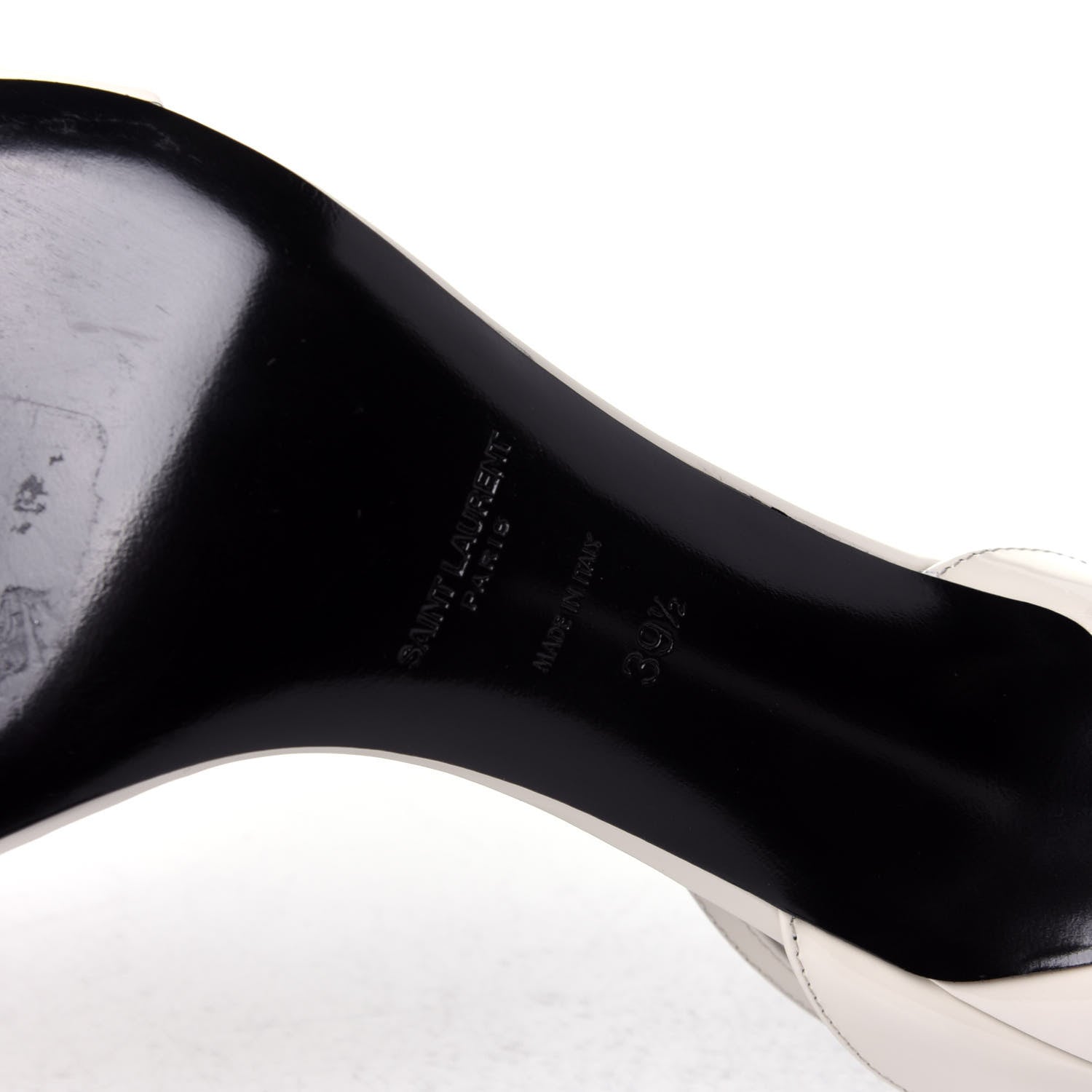 Saint Laurent Patent Calfskin Amber 85 Ankle Strap Sandals 39.5 Neutro 8 of 11