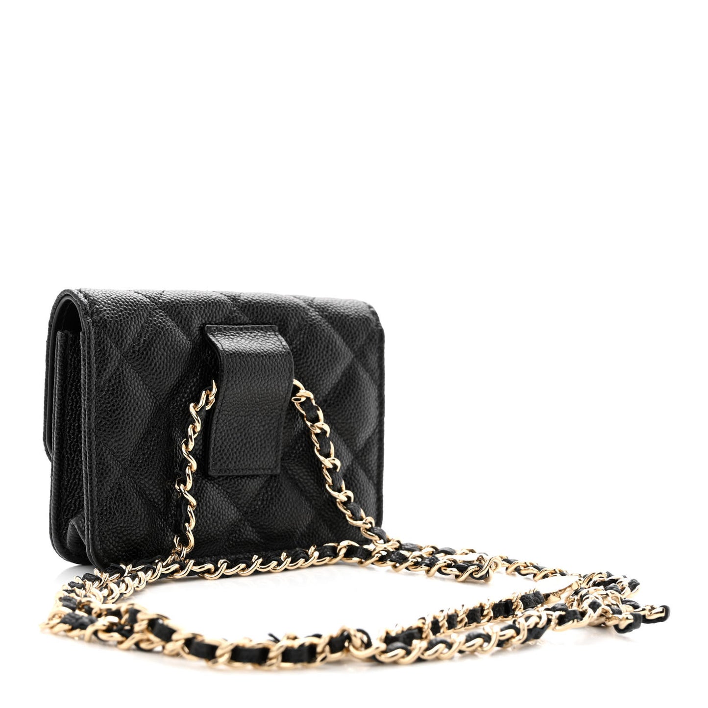 Caviar Quilted Bow Belt Bag Black